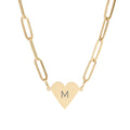 Engraved Paperclip Heart Necklace — Personalized Initial Pendant