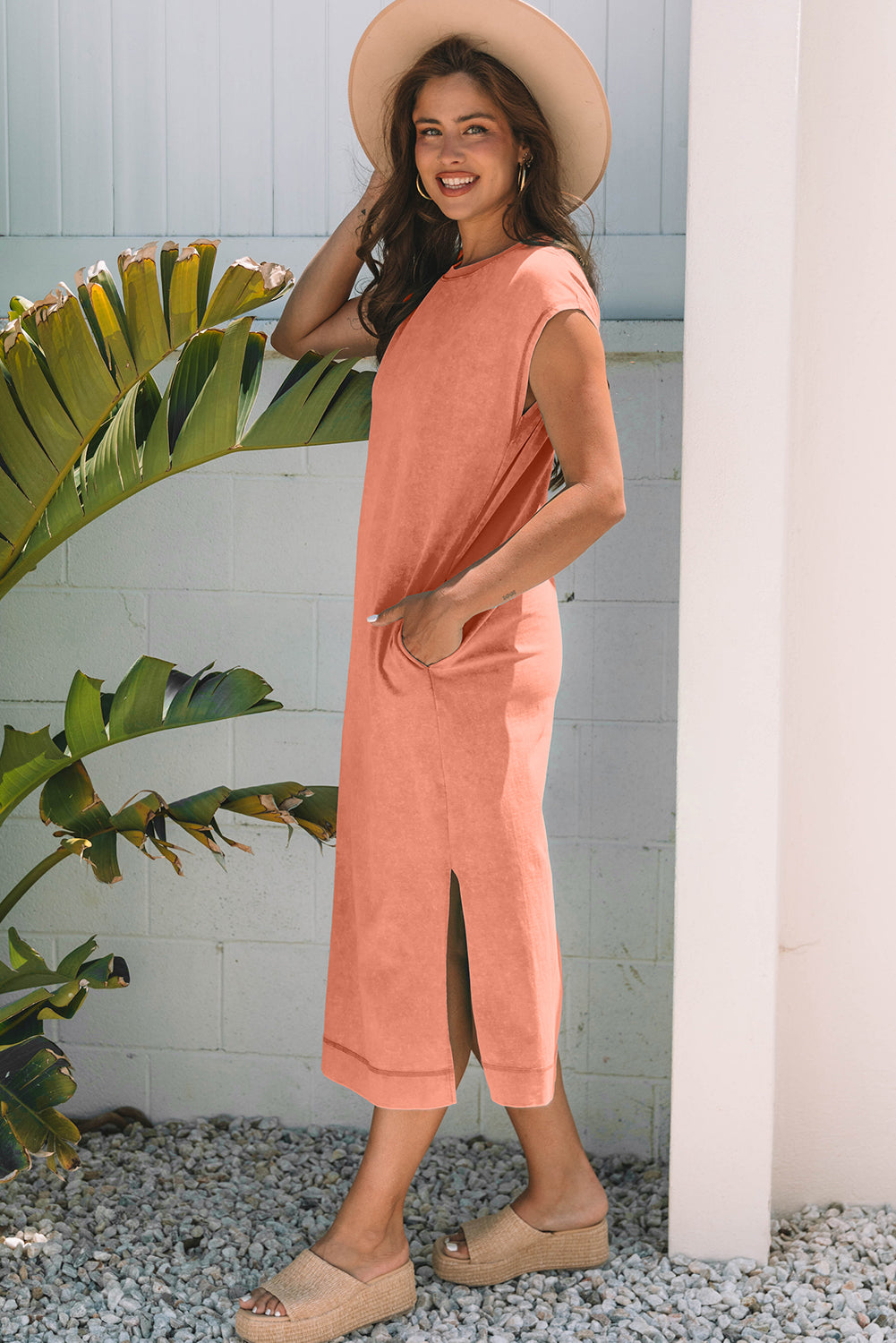 Mineral Wash Pocketed Dress
