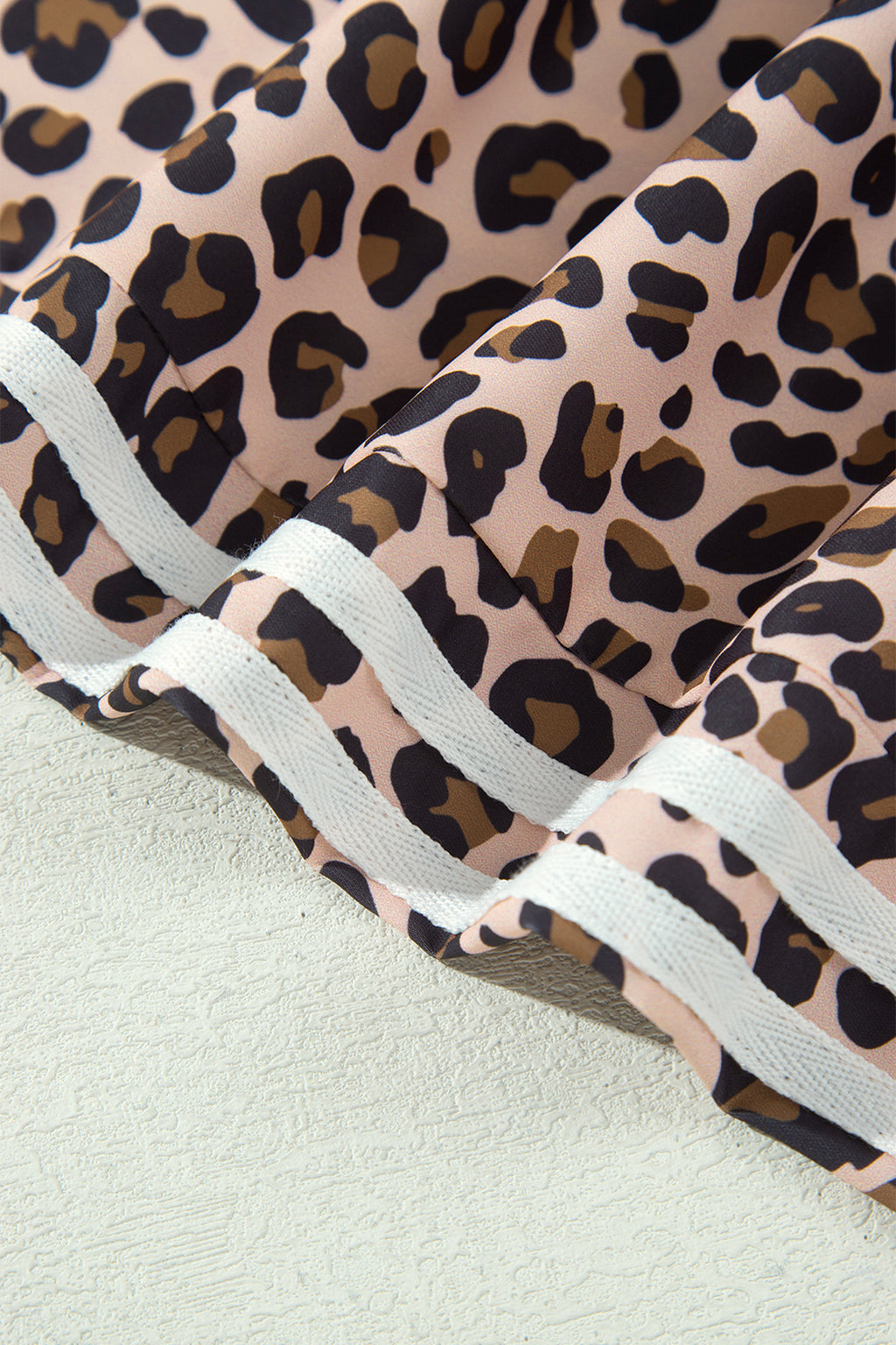 Leopard Print Side Striped Detail Casual Wide Leg Pants