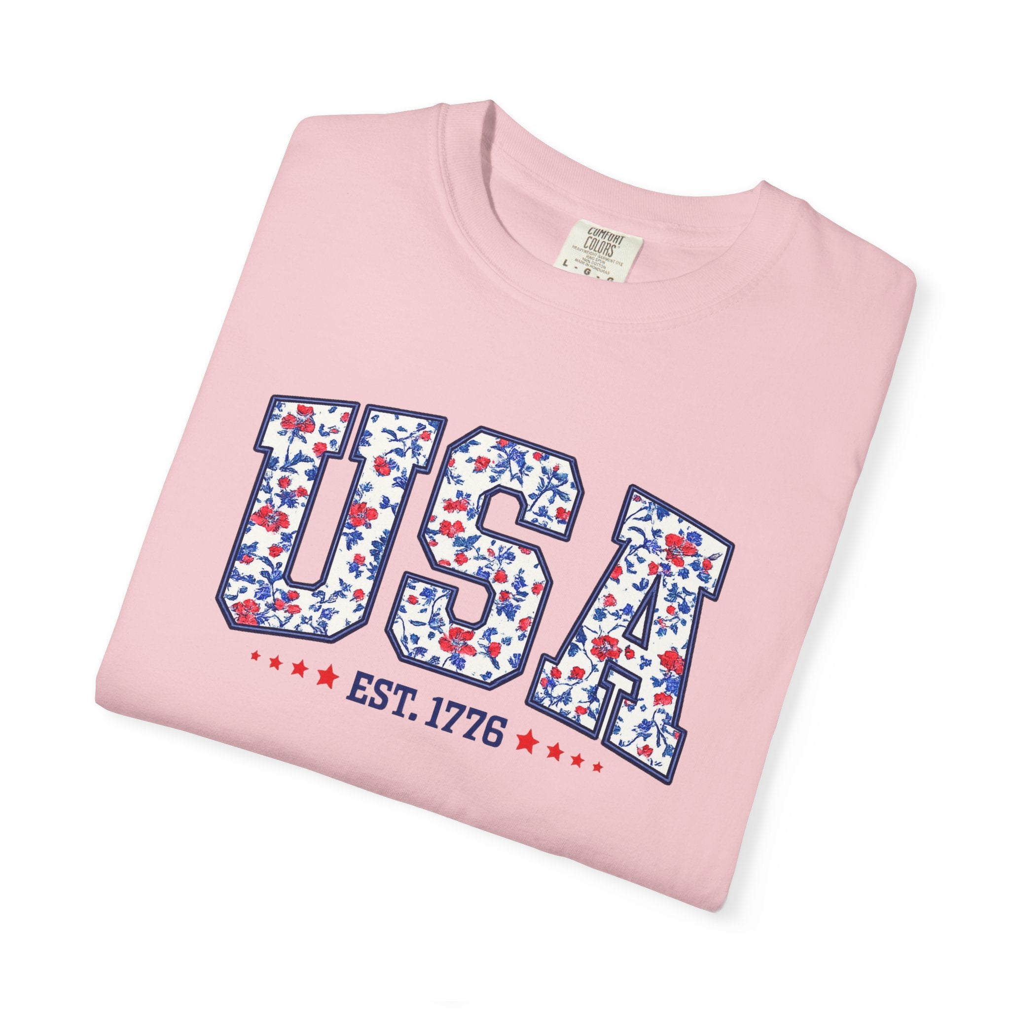 USA Floral Patriotic T-Shirt — EST. 1776