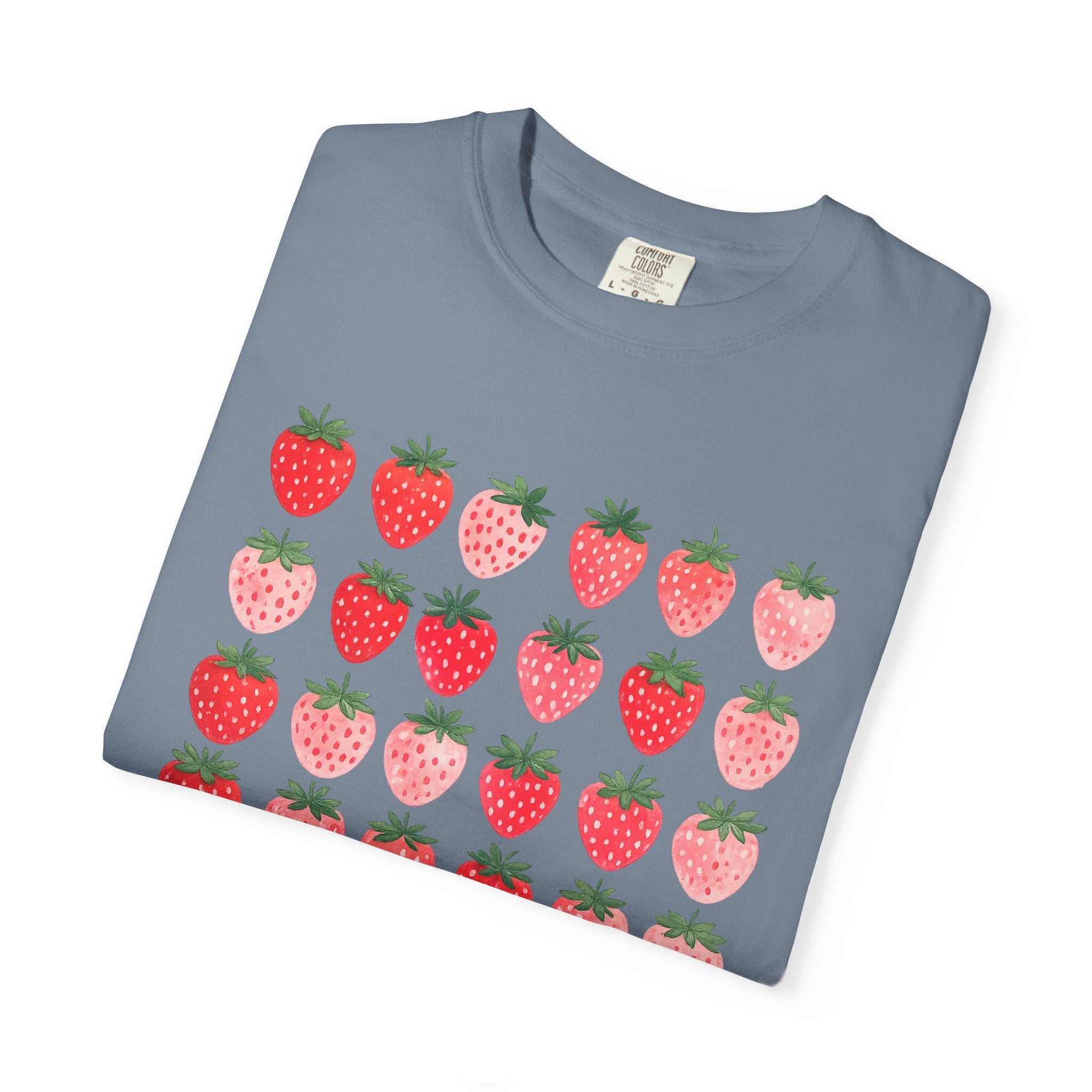 Strawberry Grid T-Shirt — Cute Retro Fruit Graphic Tee