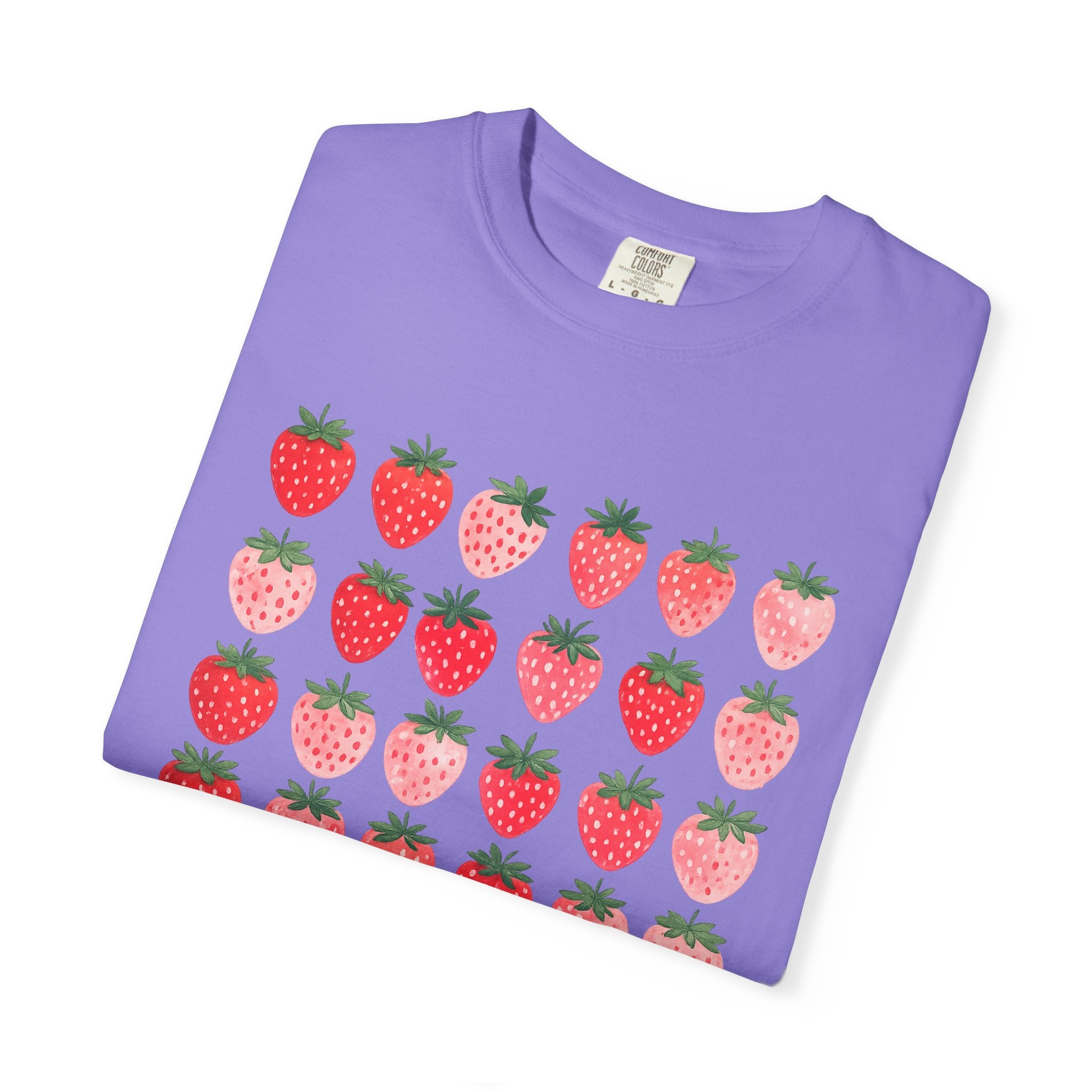Strawberry Grid T-Shirt — Cute Retro Fruit Graphic Tee