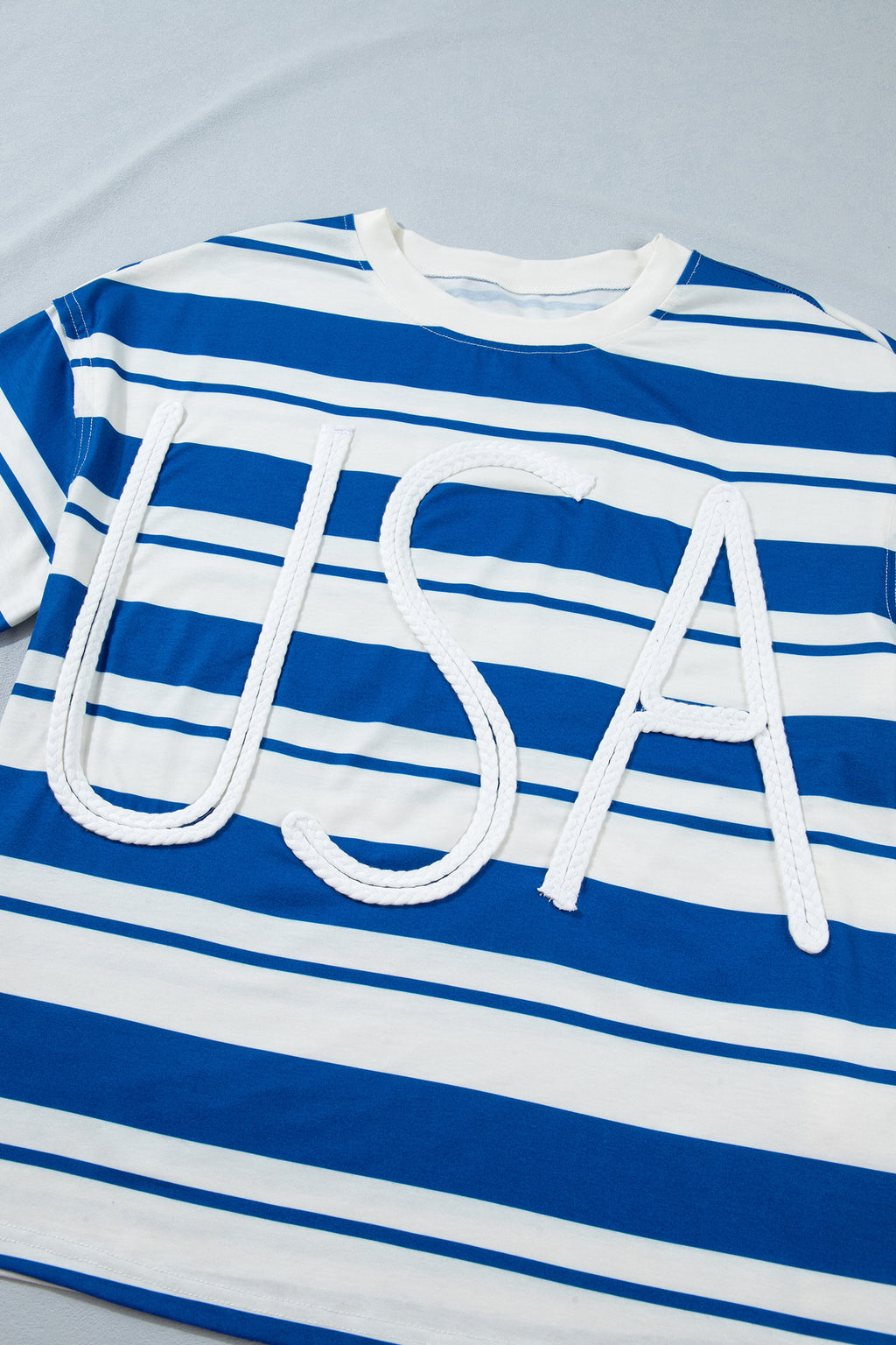 Blue Stripe USA Half Sleeve Loose Top