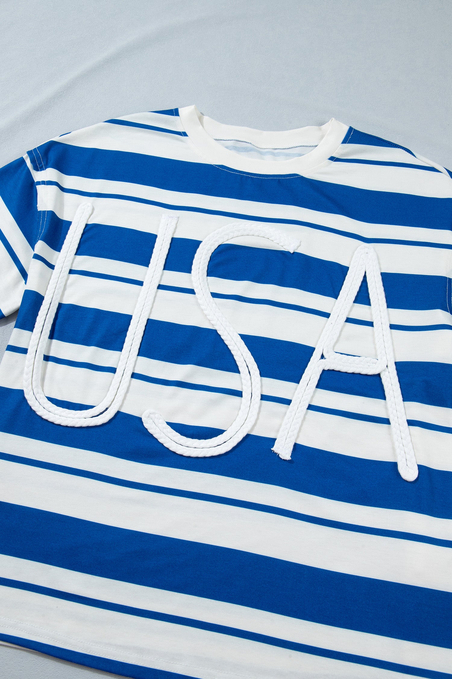 Blue Stripe USA Half Sleeve Loose Top