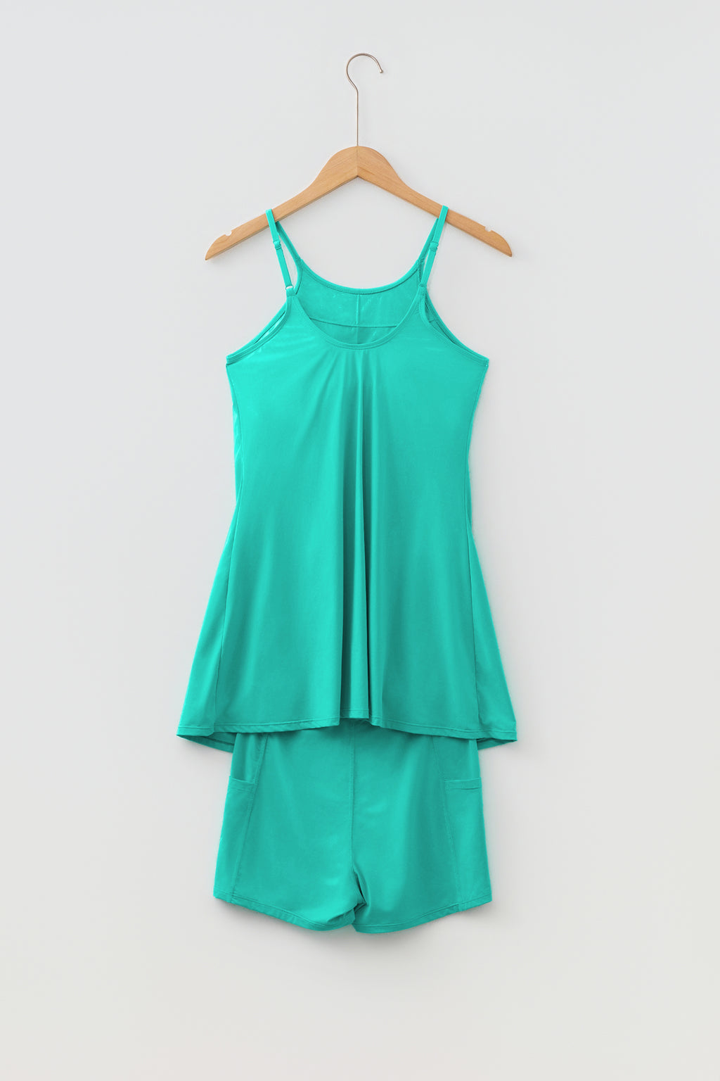 Solid Color Tunic Tank Dress With Shorts