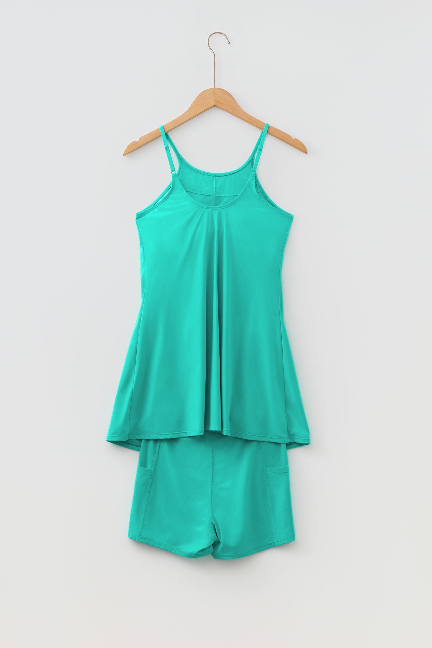 Solid Color Tunic Tank Dress With Shorts