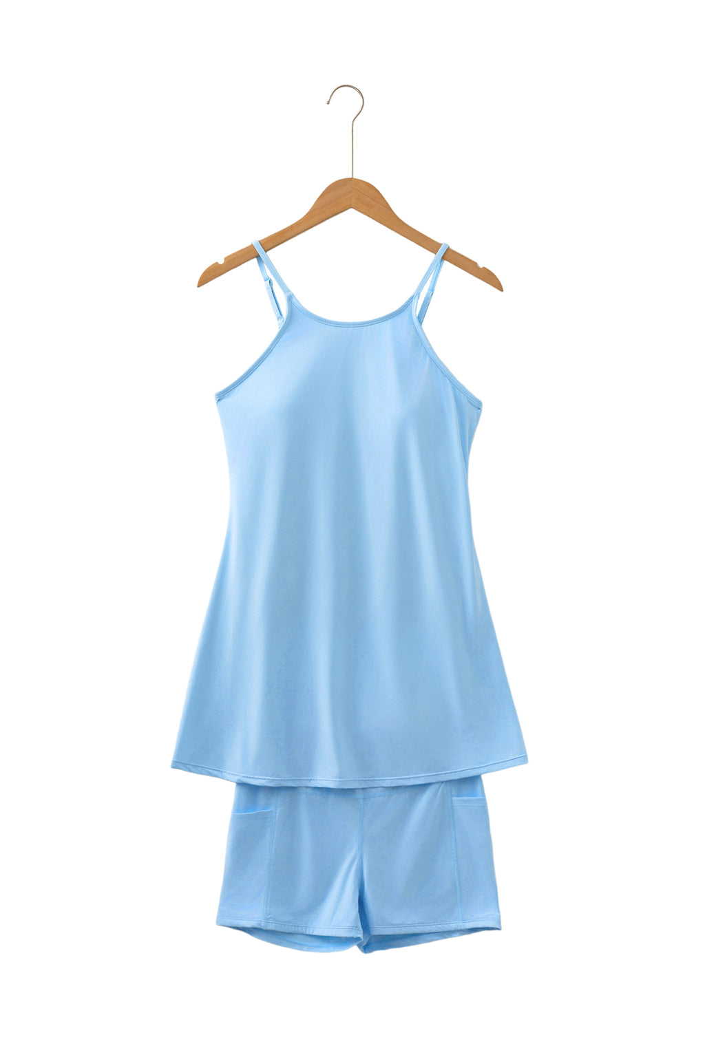 Solid Color Tunic Tank Dress With Shorts