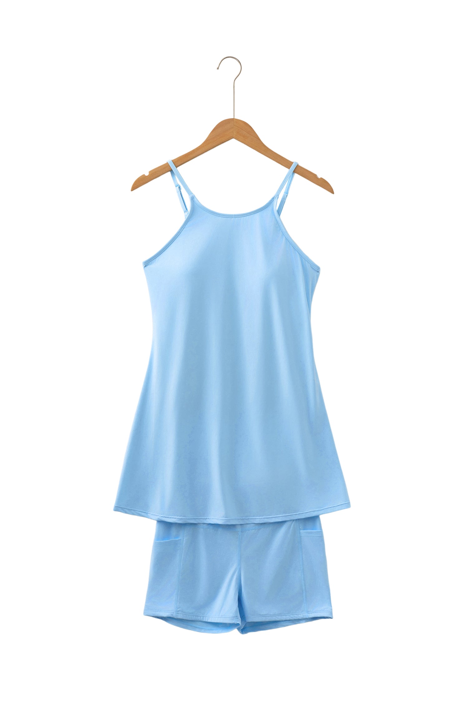 Solid Color Tunic Tank Dress With Shorts