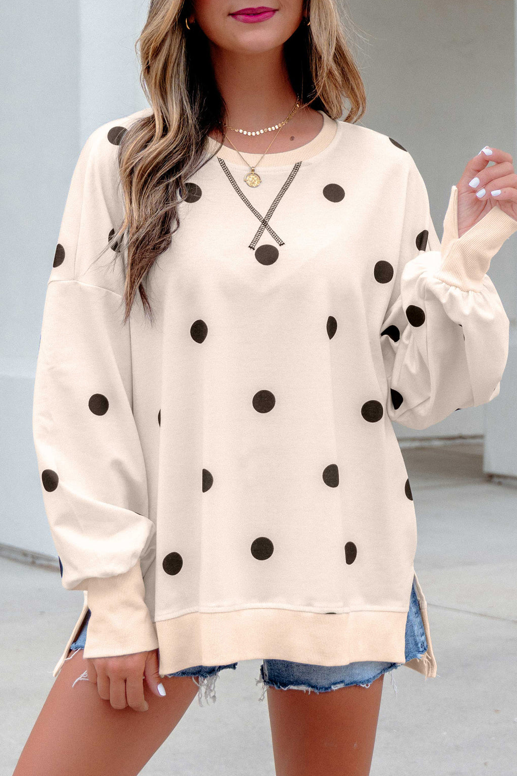Long Sleeve Polka Dot Top