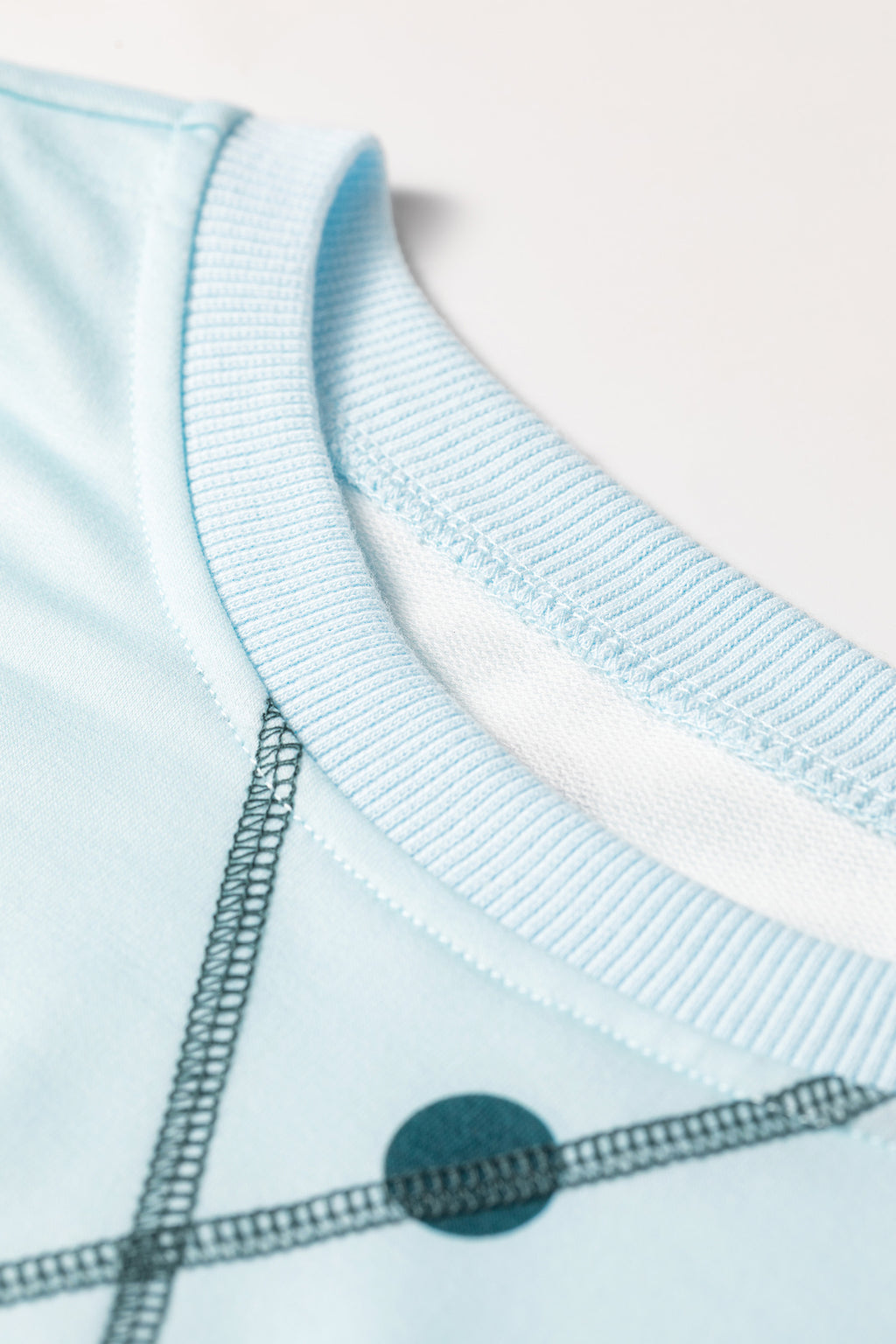 Sky Blue Polka Dot Print Crossed Seam Detail Oversize Top