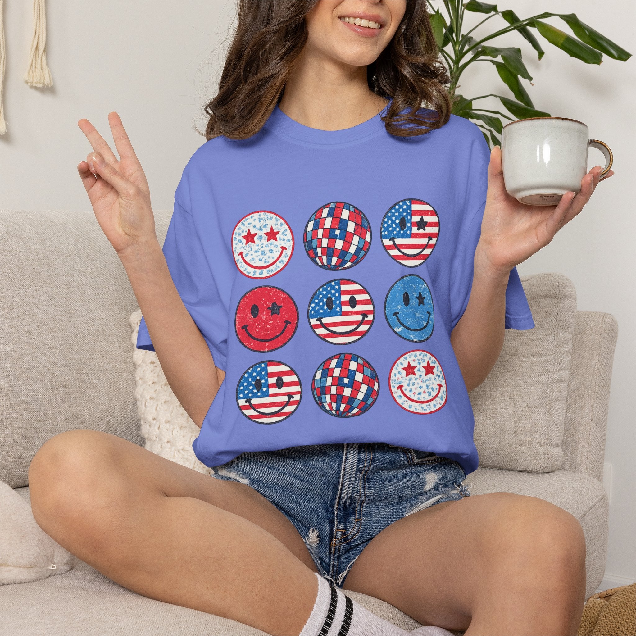 American Flag Smiley T-Shirt