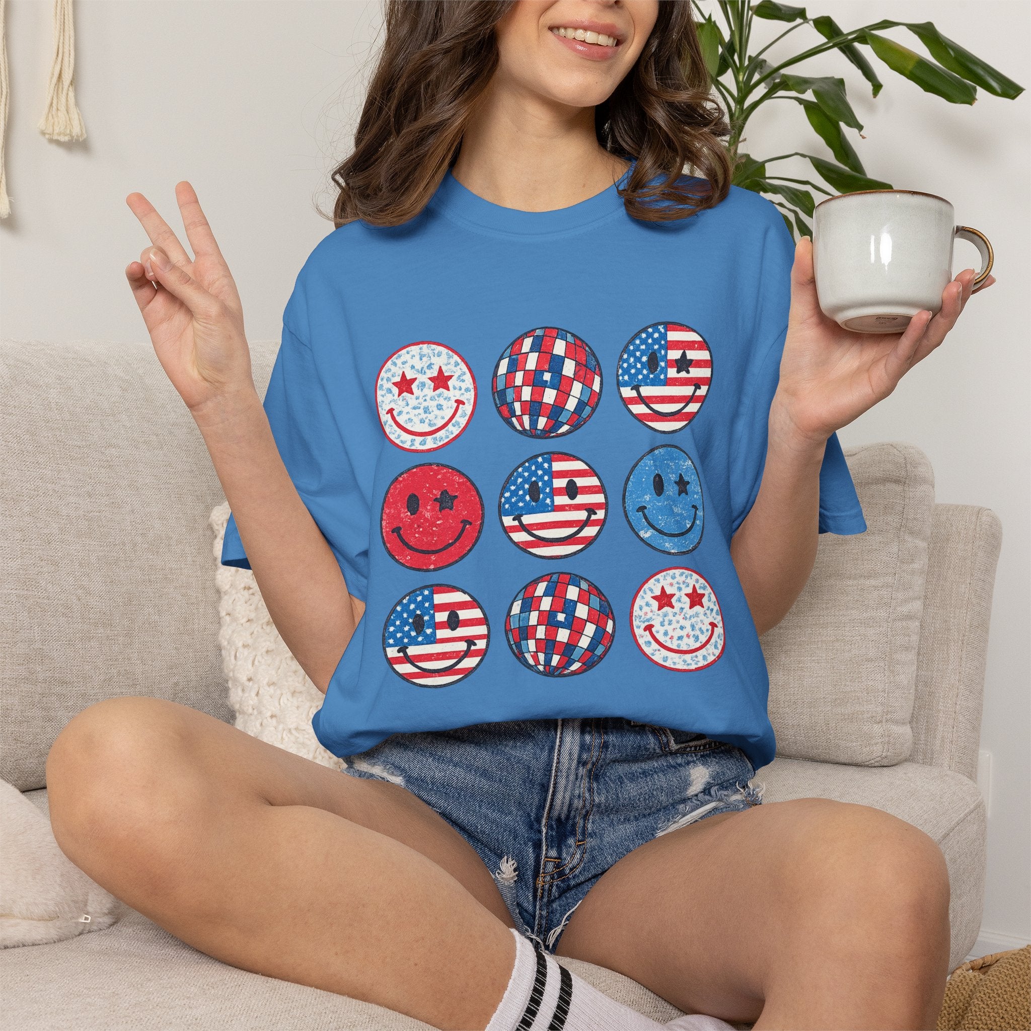 American Flag Smiley T-Shirt