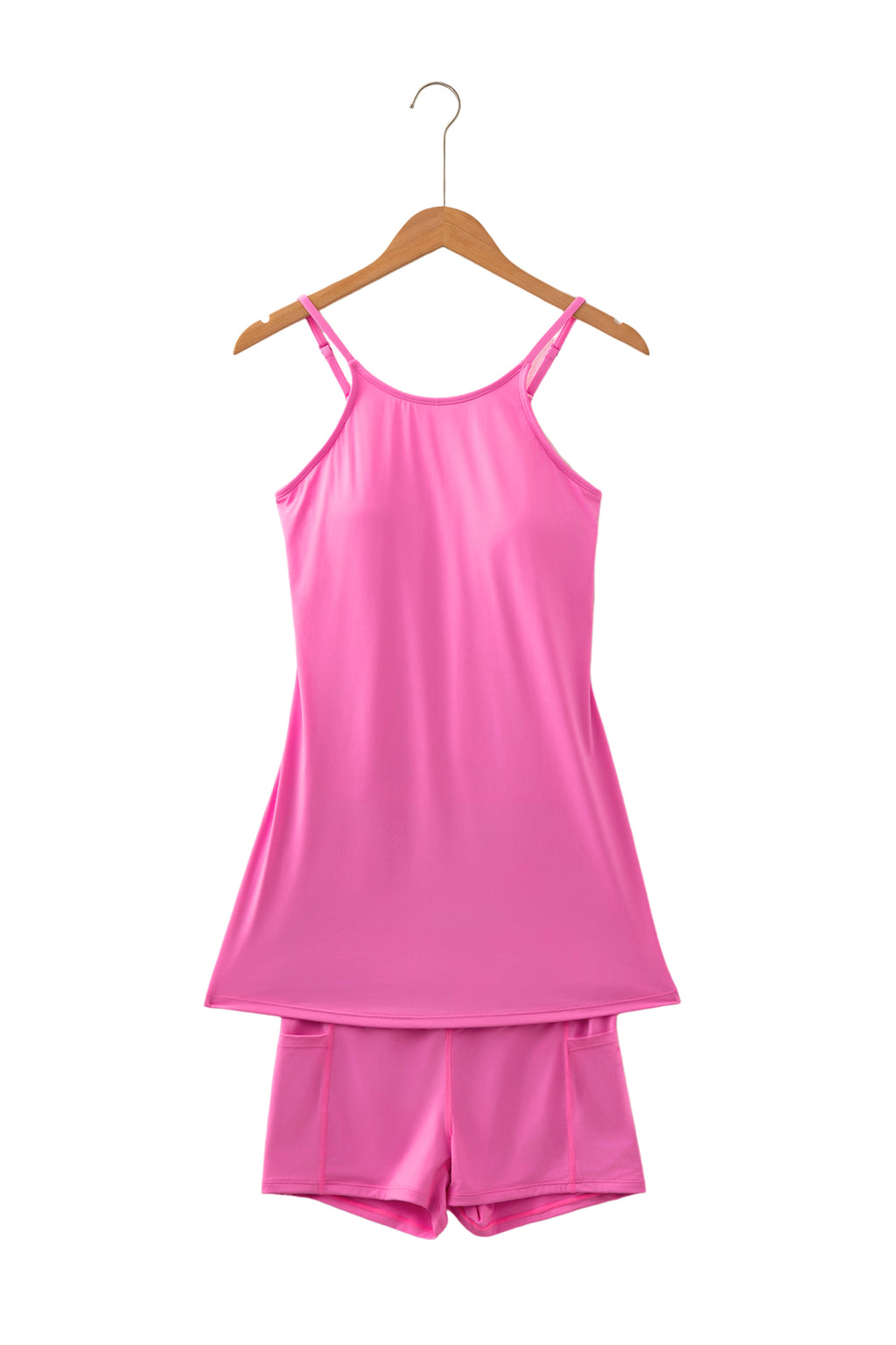 Solid Color Tunic Tank Dress With Shorts