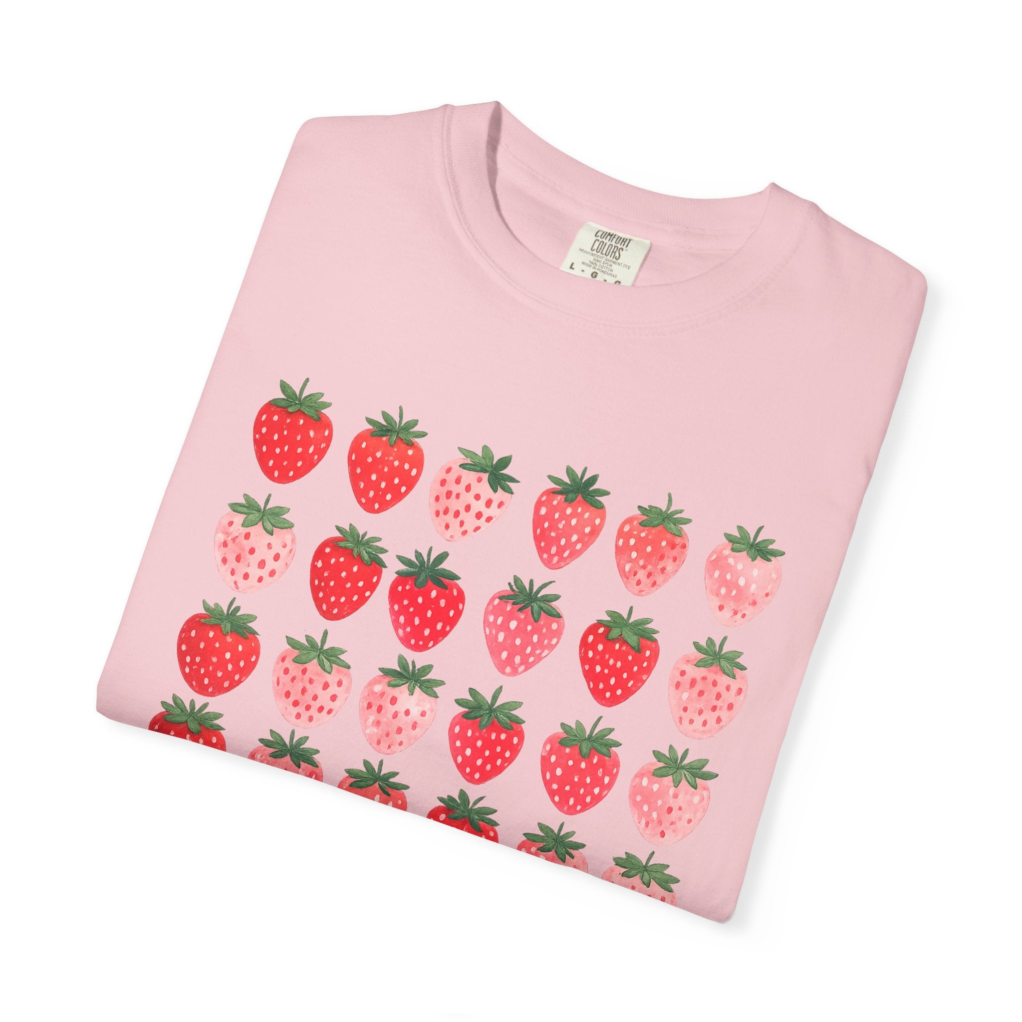 Strawberry Grid T-Shirt — Cute Retro Fruit Graphic Tee