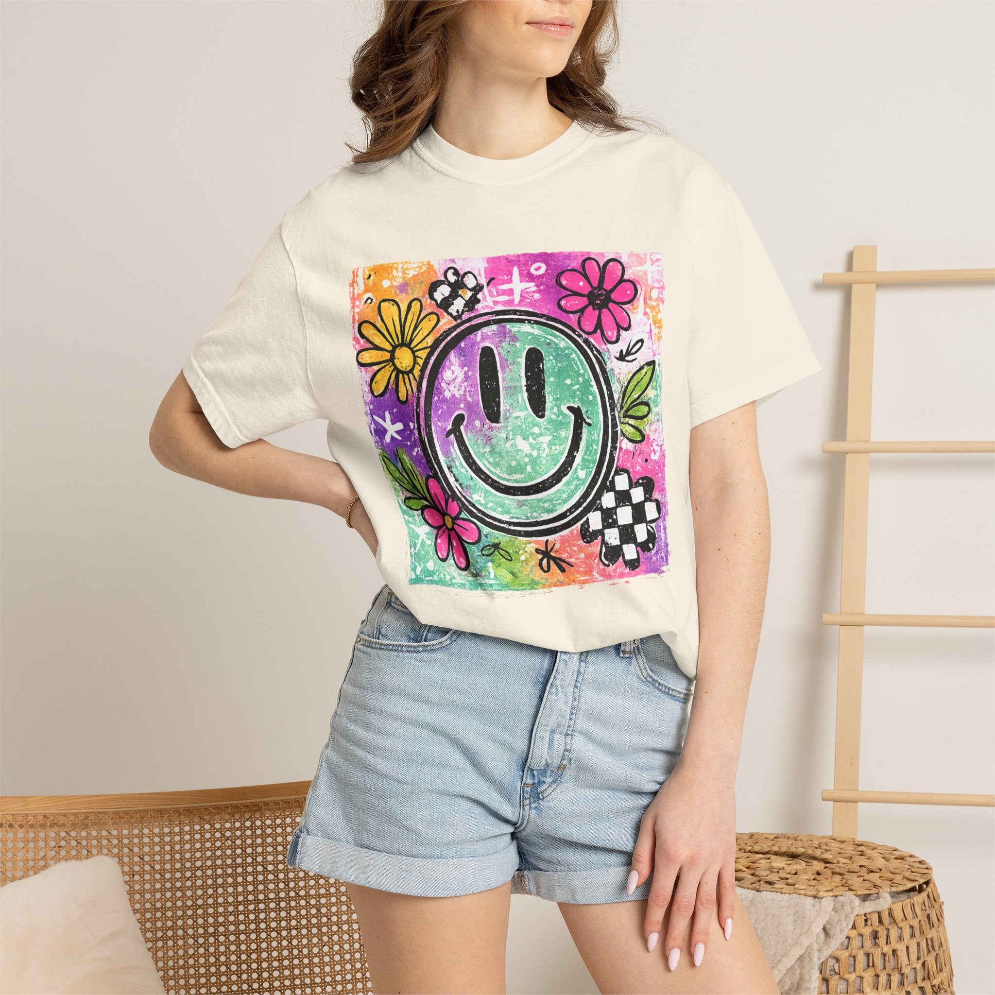 Smiley Flower Graphic T-Shirt