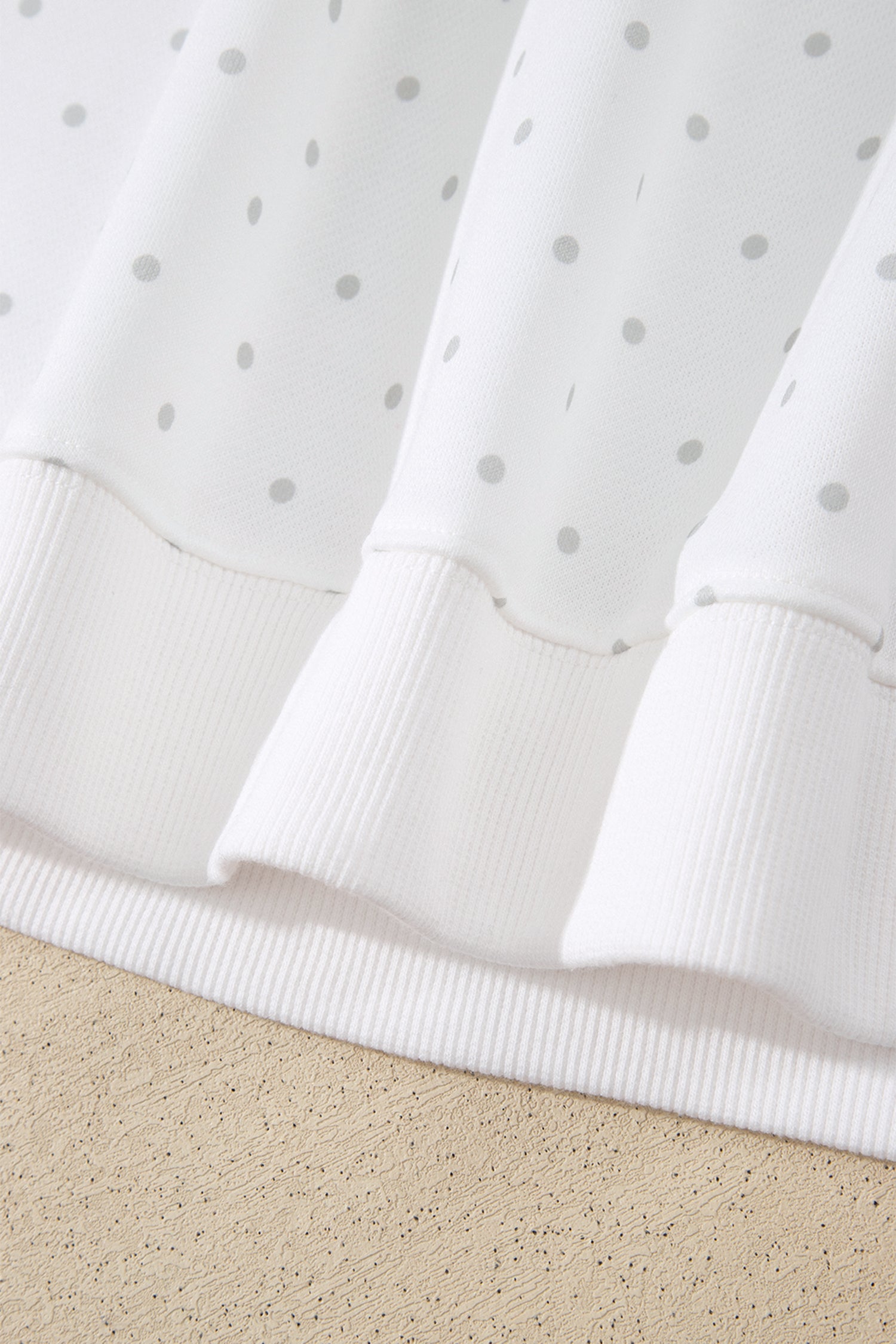 White Polka Dot Print Side Stripe Two Piece Set