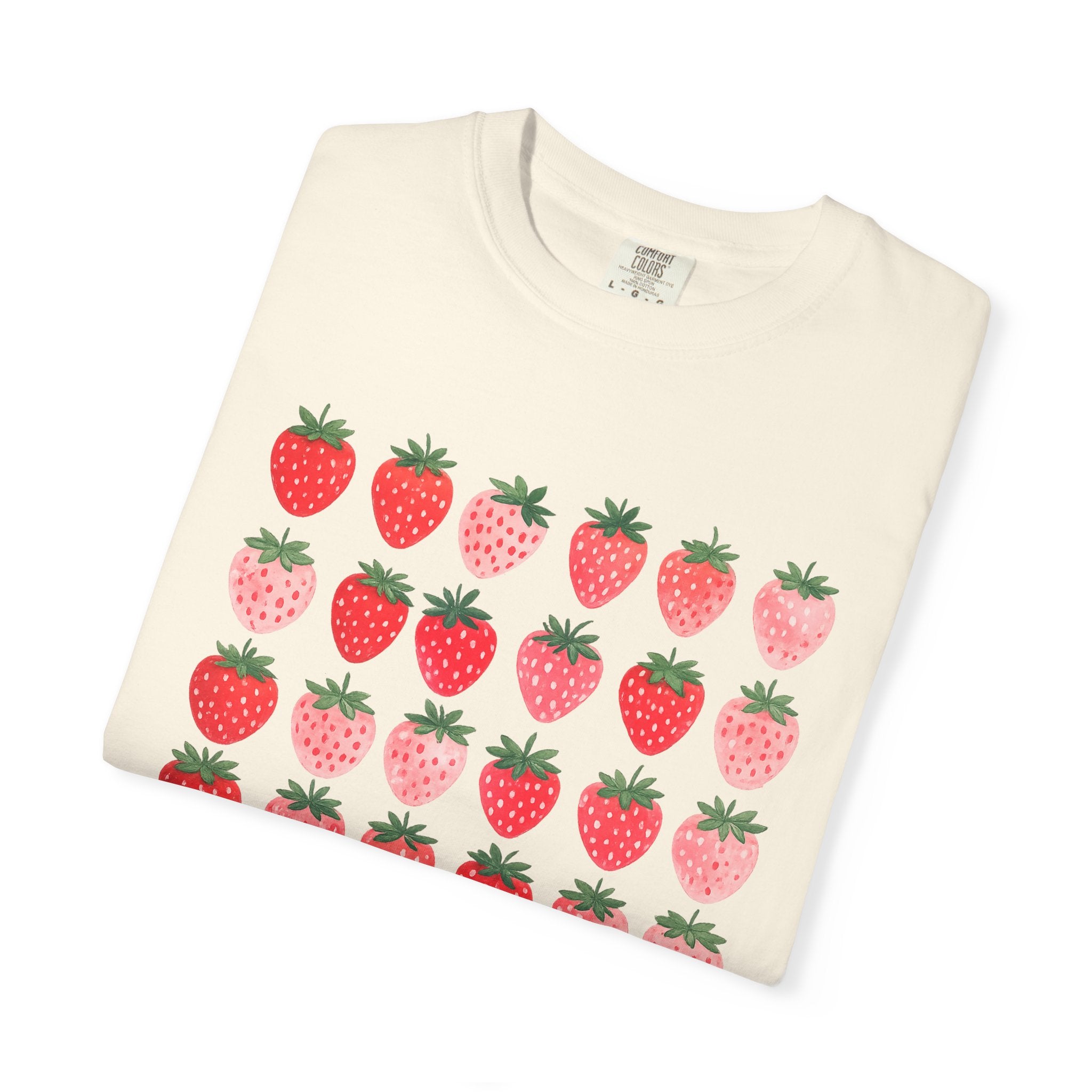 Strawberry Grid T-Shirt — Cute Retro Fruit Graphic Tee