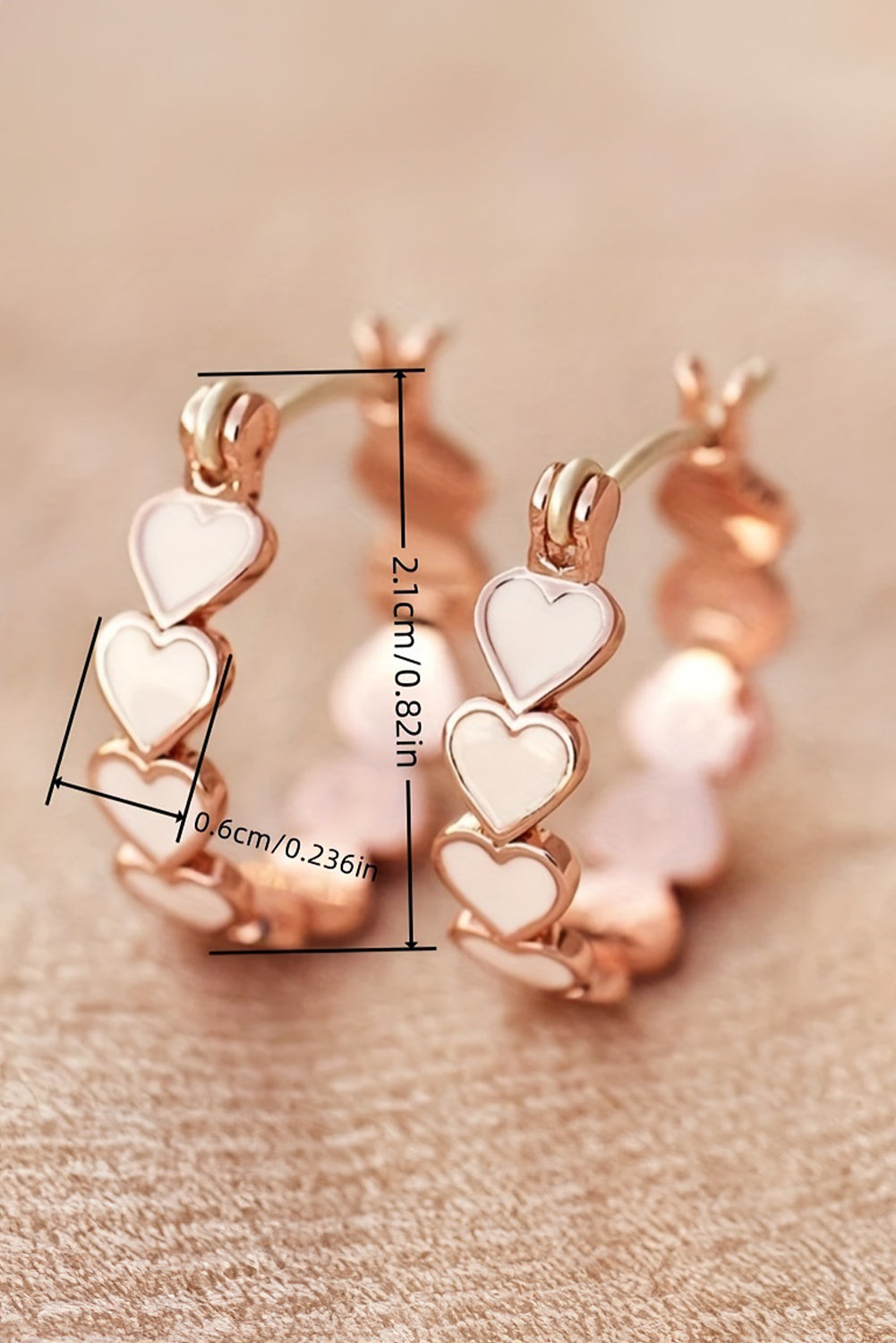 White Heart Shape Small Hook Earrings