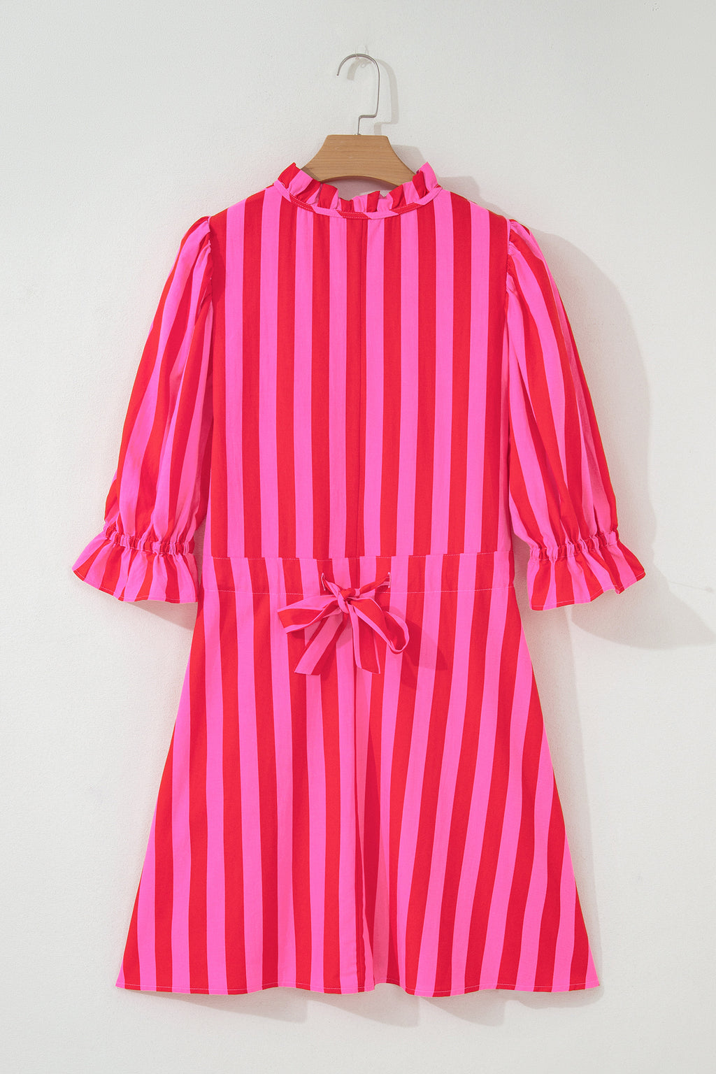 Stripe Collar Button Neck Short Sleeve Curvy Mini Dress
