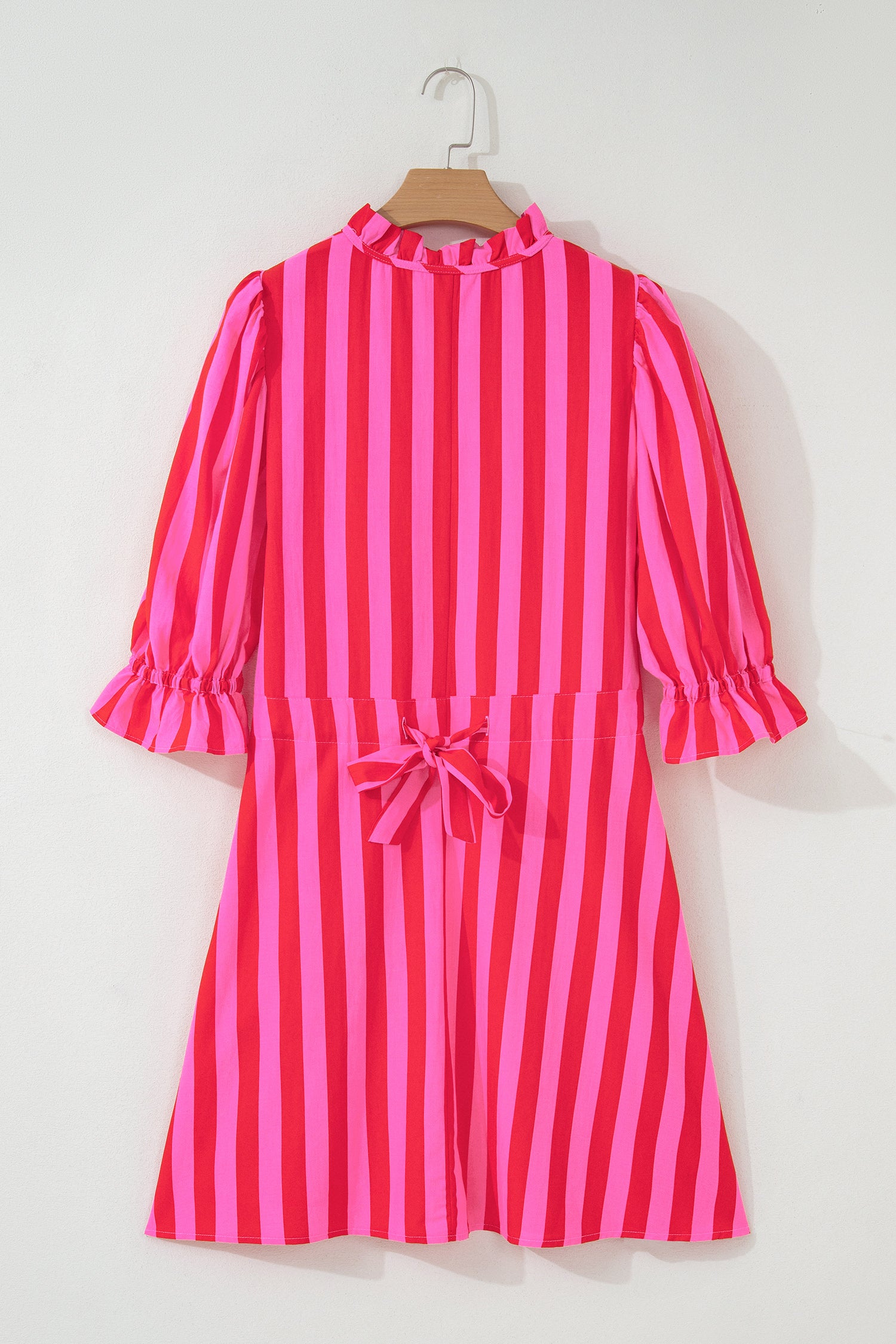 Stripe Collar Button Neck Short Sleeve Curvy Mini Dress