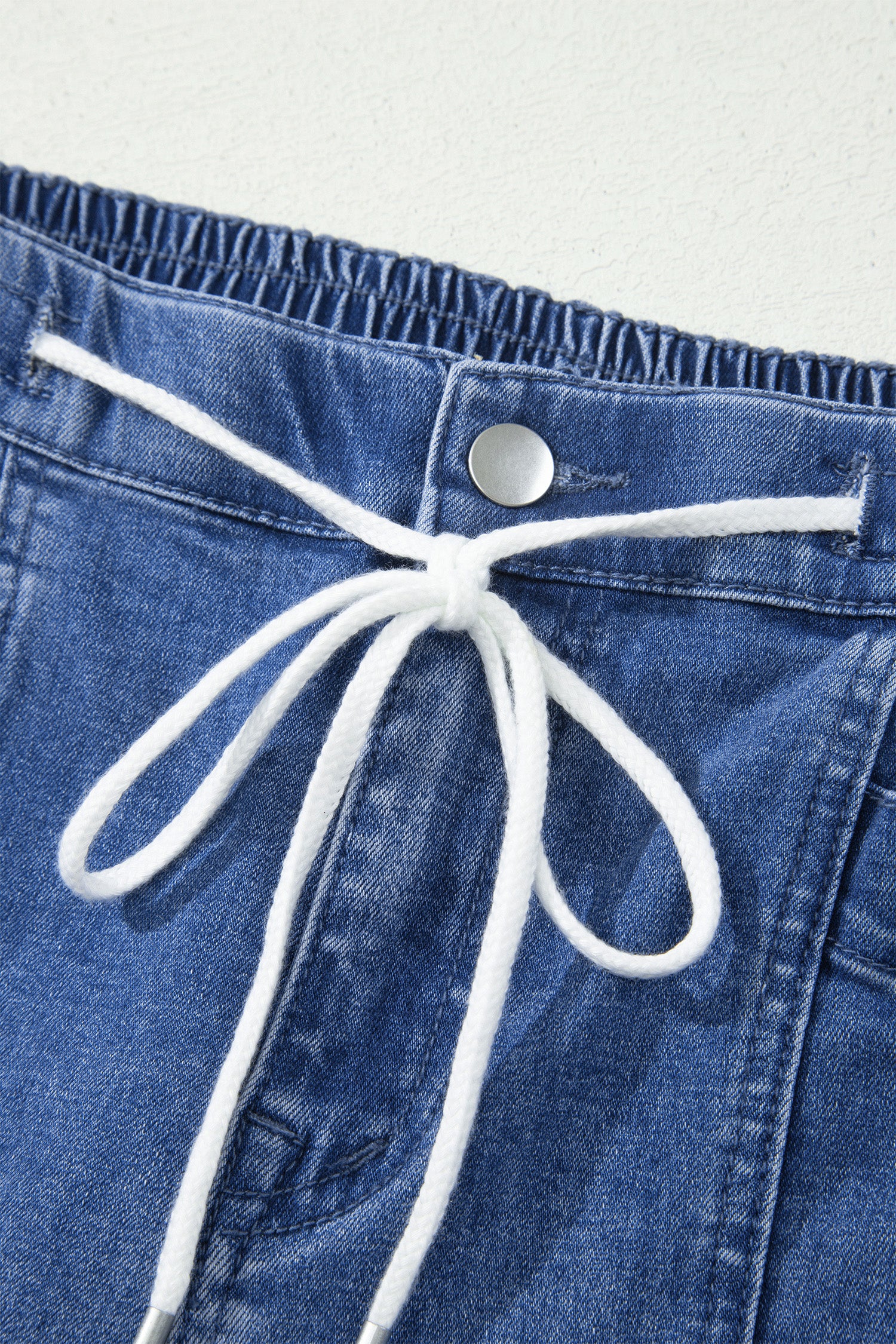 Ashleigh Blue Drawstring Waist Ankle Length Casual Jeans Pocket Detail Denim Pants