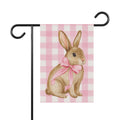 Pink Gingham Bunny Garden Flag