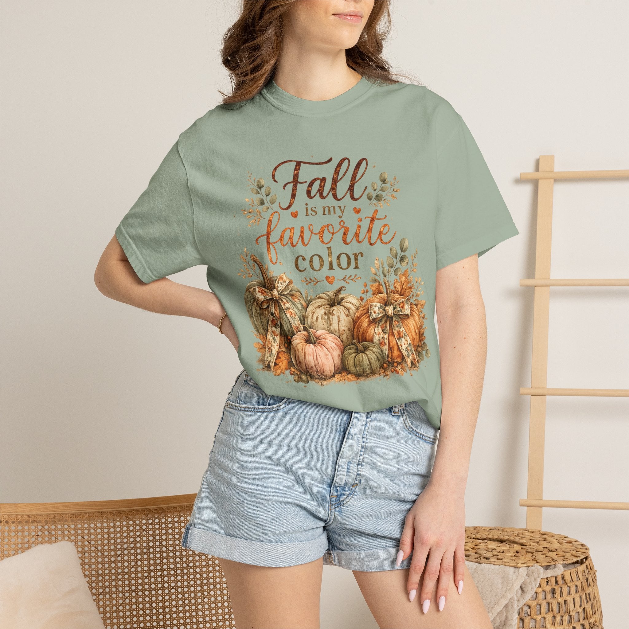 Fall Is My Favorite Color T-Shirt — Pumpkin & Autumn Leaves Tee