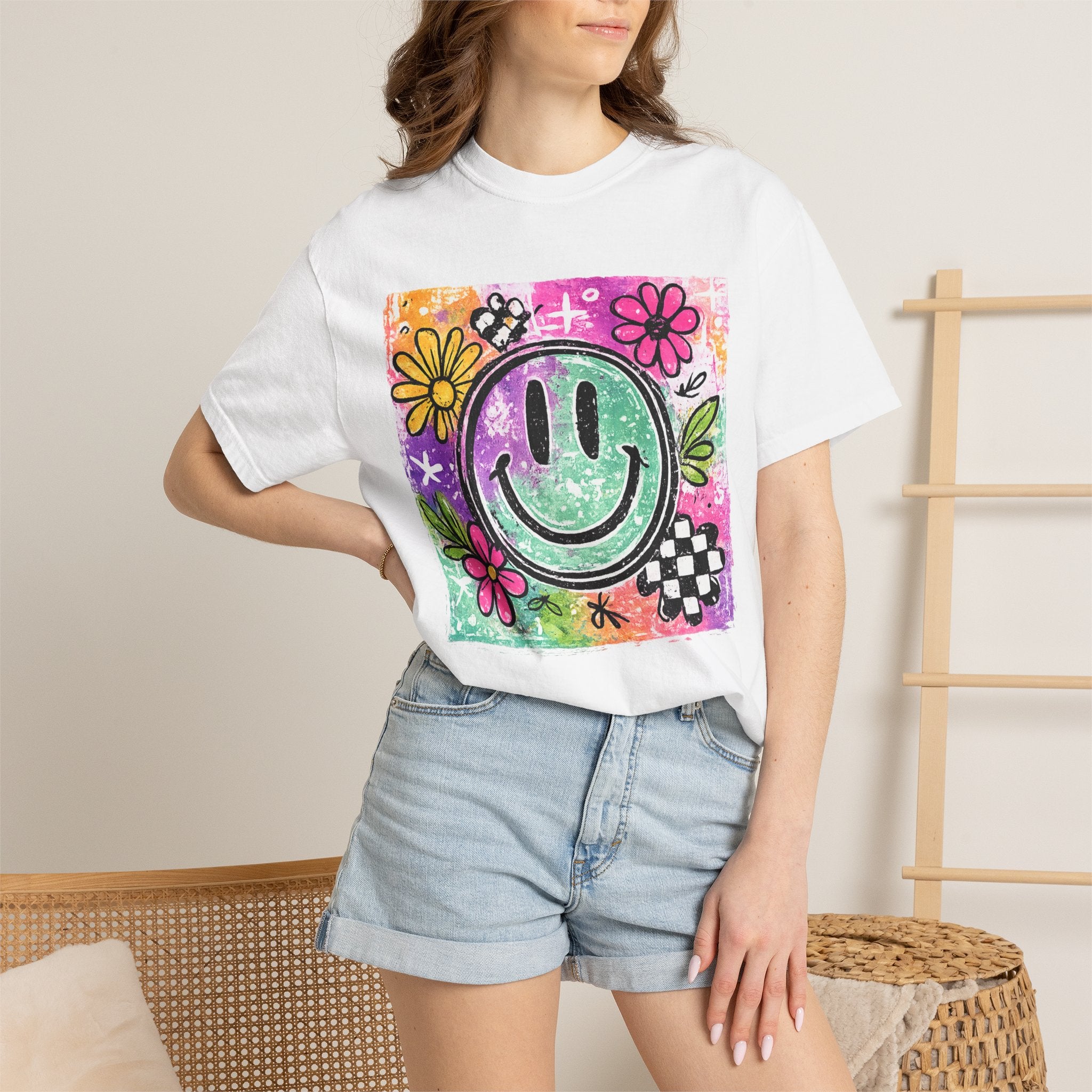 Smiley Flower Graphic T-Shirt