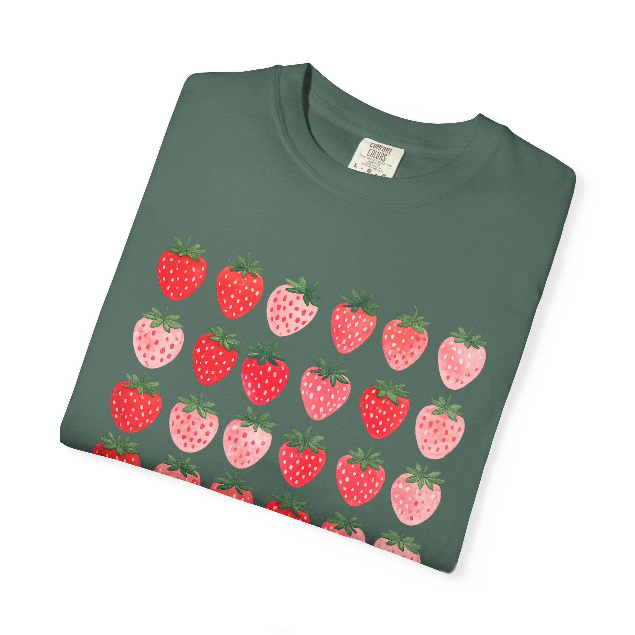 Strawberry Grid T-Shirt — Cute Retro Fruit Graphic Tee