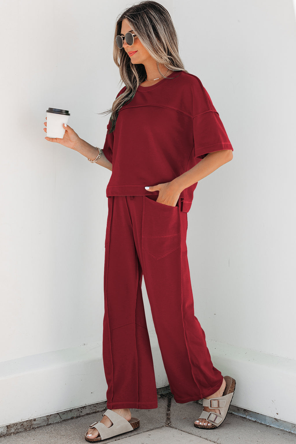 Drop Shoulder Boxy Tee and Barrel Pants Set
