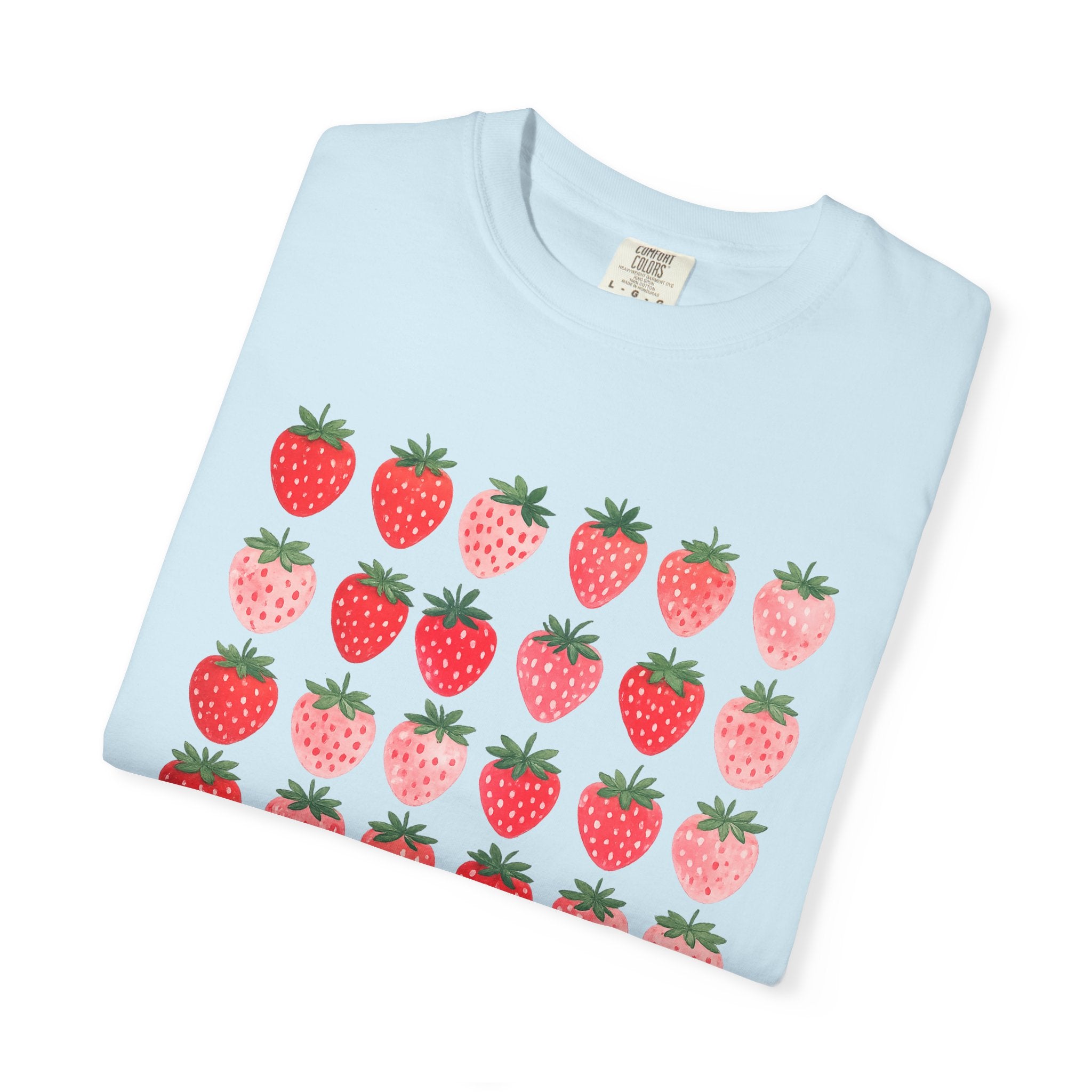 Strawberry Grid T-Shirt — Cute Retro Fruit Graphic Tee