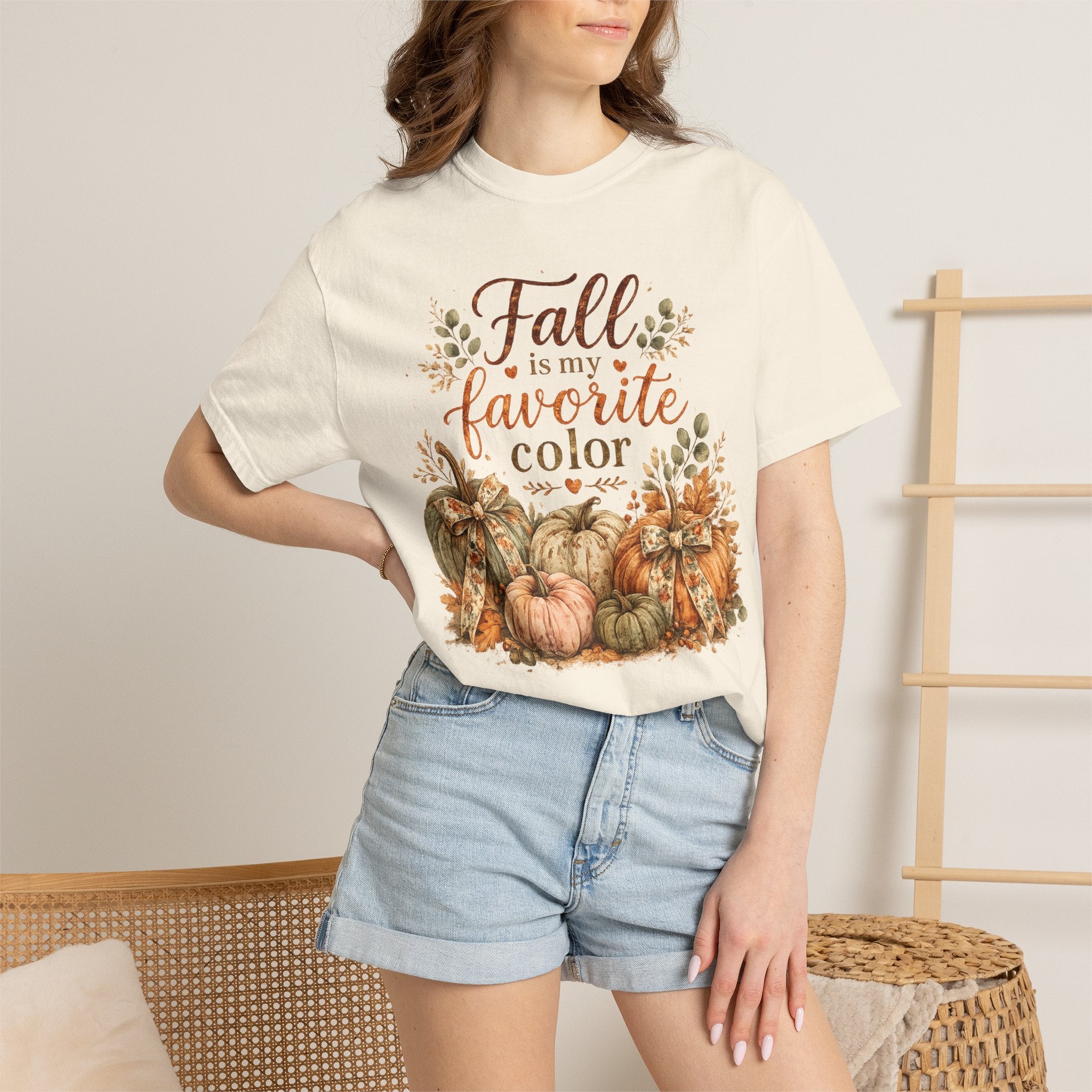 Fall Is My Favorite Color T-Shirt — Pumpkin & Autumn Leaves Tee