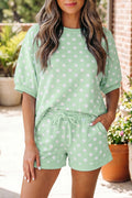 Polka Dot Oversized Top Drawstring Short Set