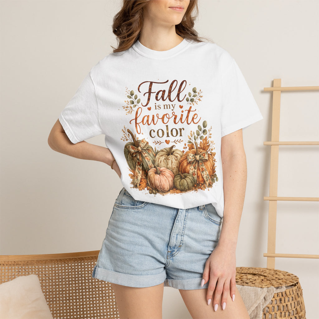 Fall Is My Favorite Color T-Shirt — Pumpkin & Autumn Leaves Tee
