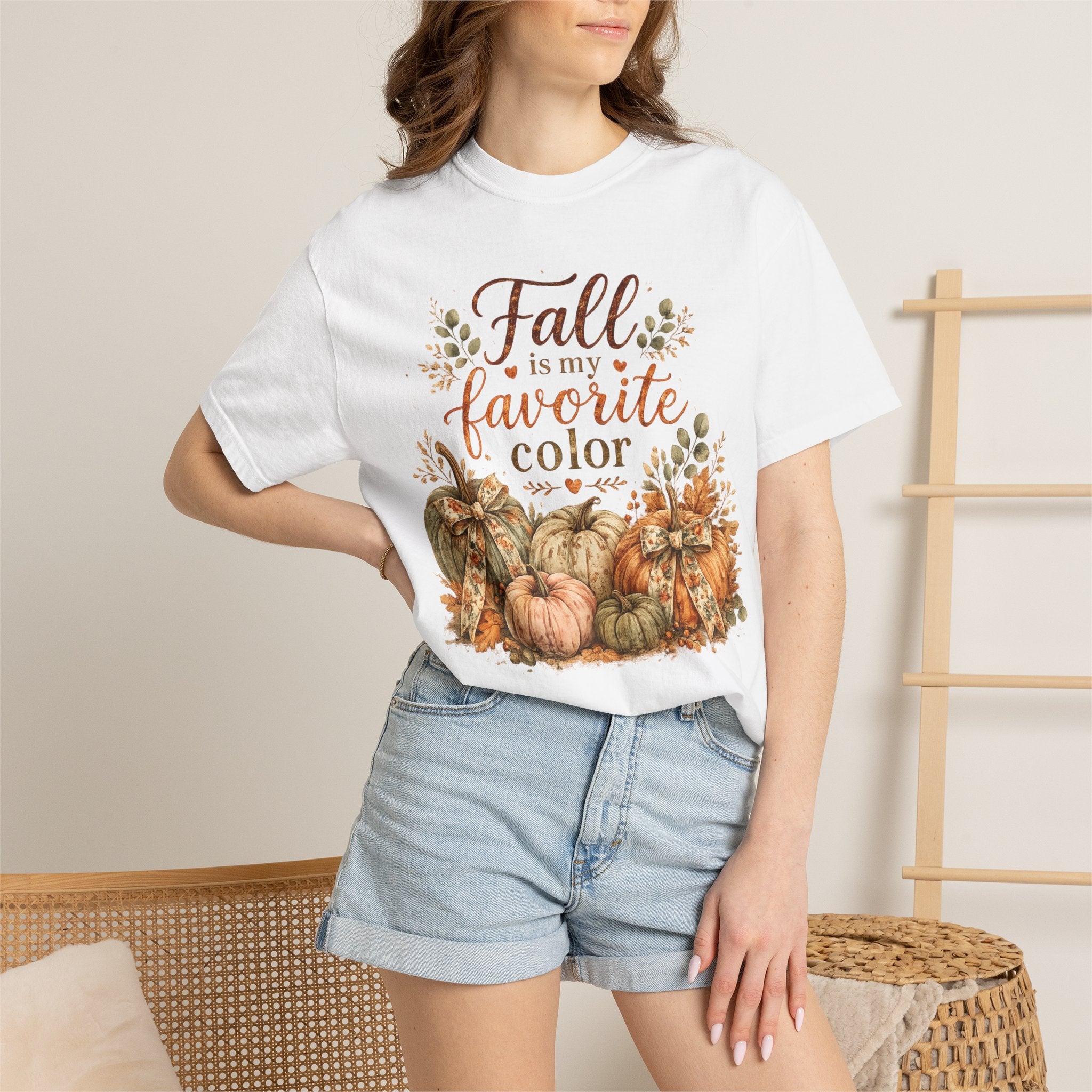 Fall Is My Favorite Color T-Shirt — Pumpkin & Autumn Leaves Tee