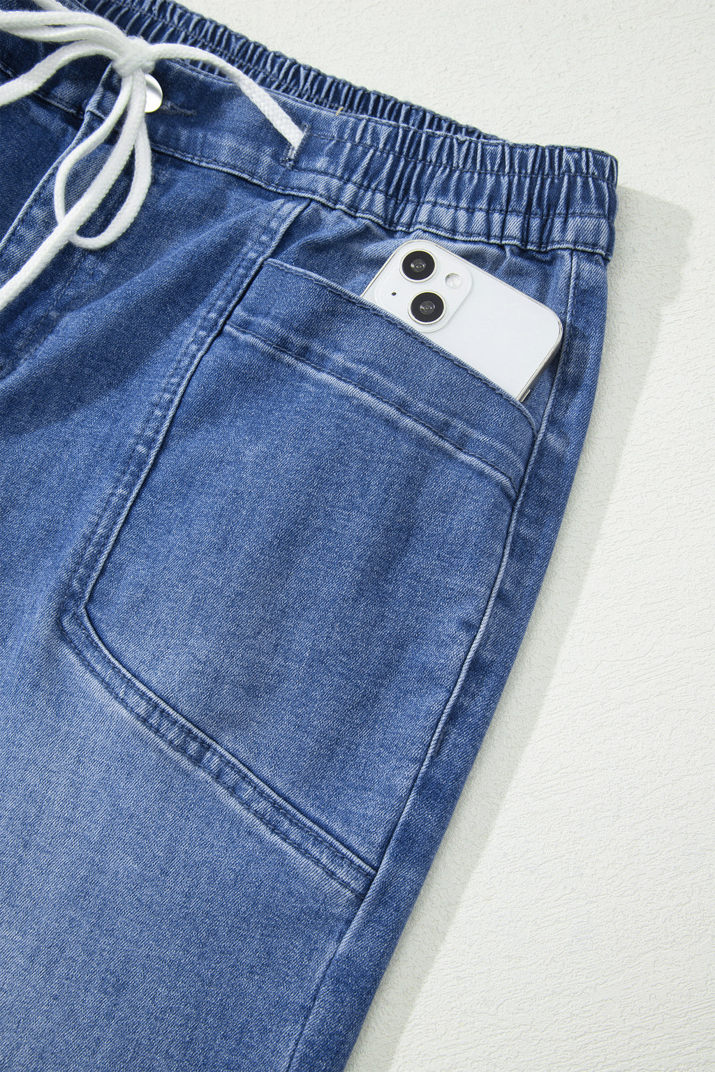 Ashleigh Blue Drawstring Waist Ankle Length Casual Jeans Pocket Detail Denim Pants