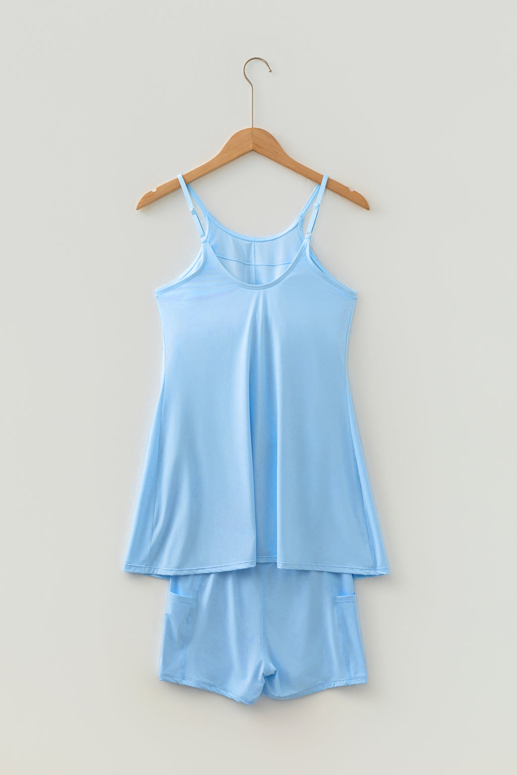 Solid Color Tunic Tank Dress With Shorts