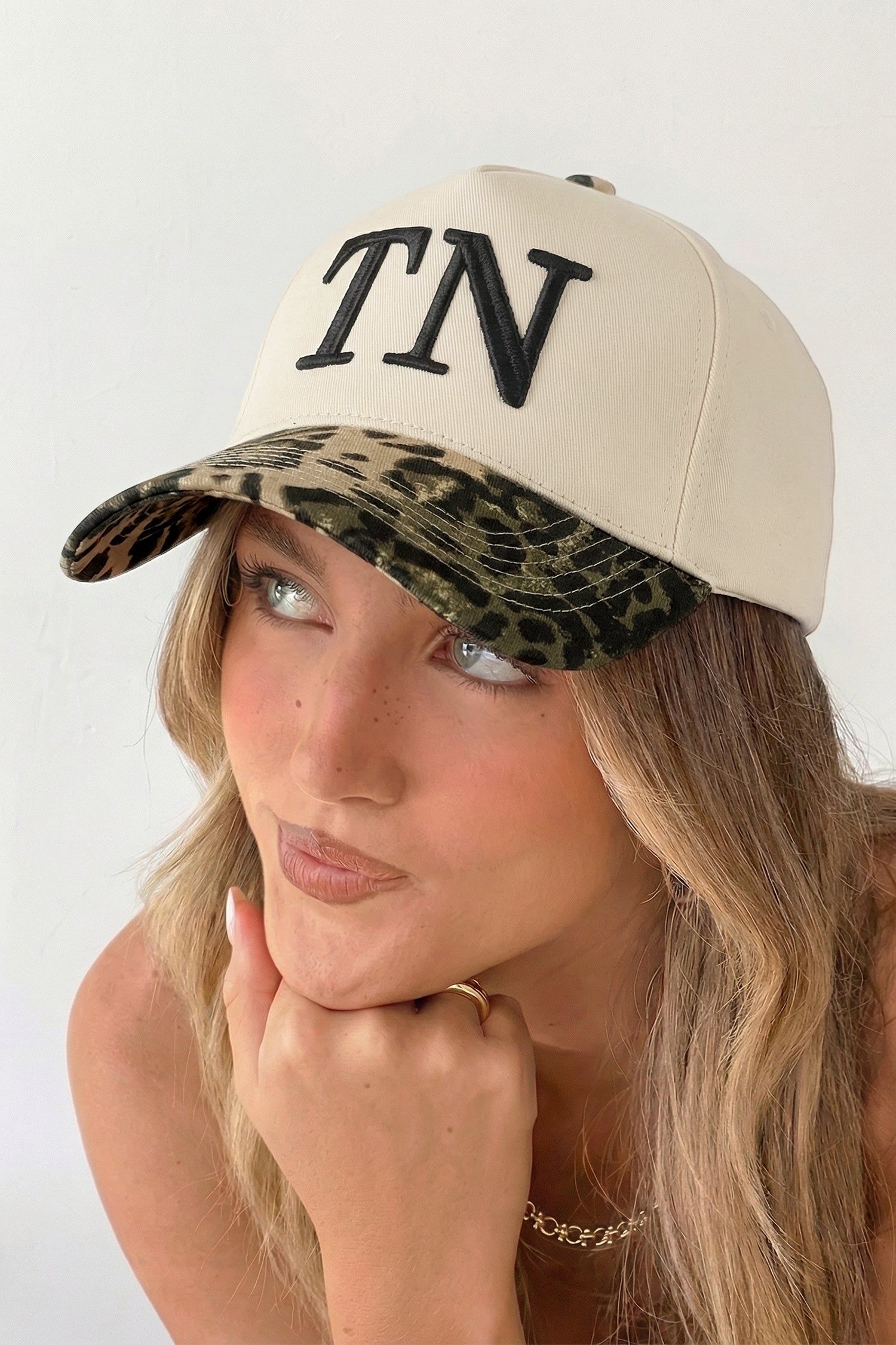 Black TN Contrast Leopard Brim Game Day Baseball Cap