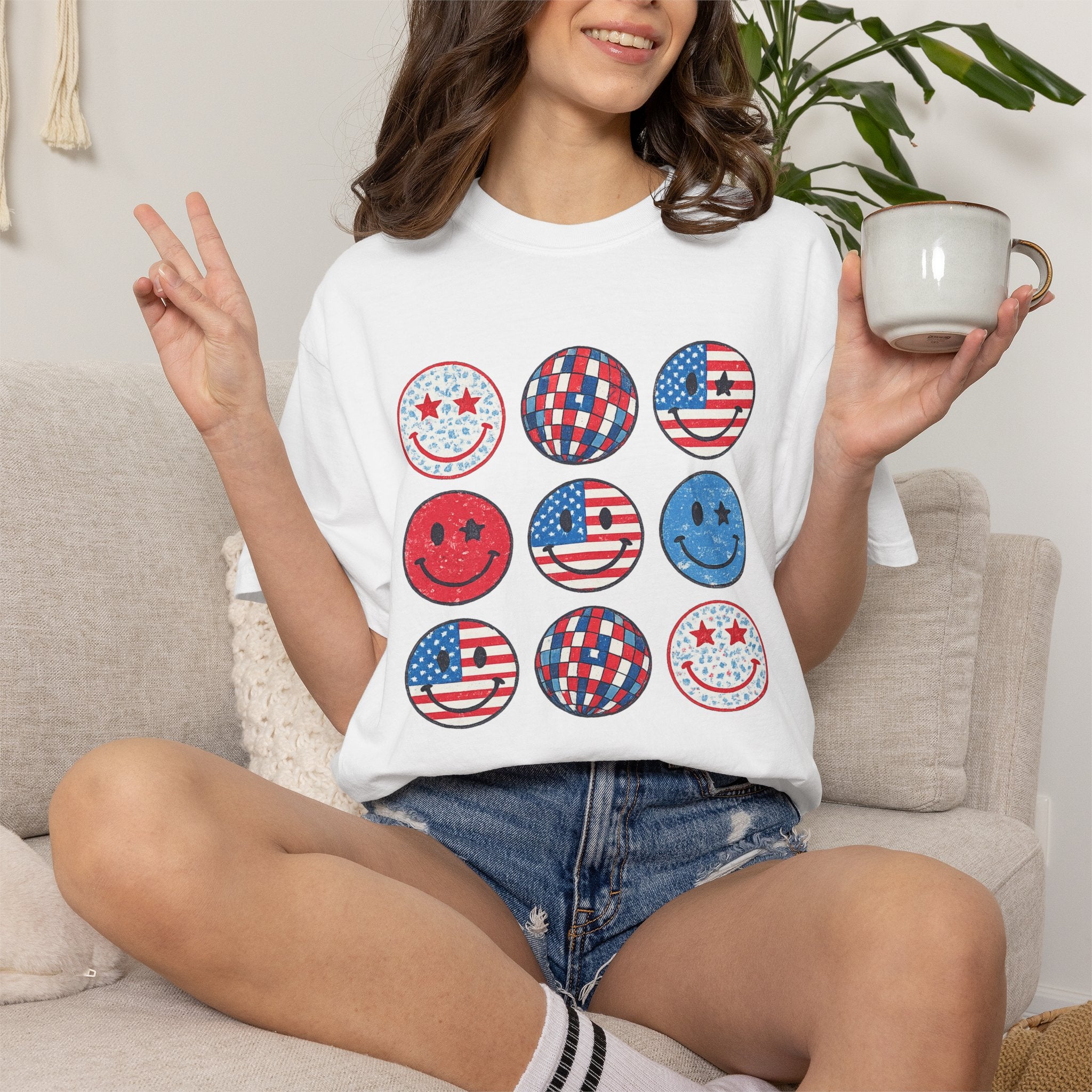 American Flag Smiley T-Shirt