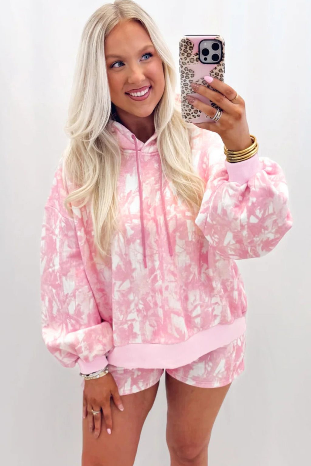 Pink Abstract Print Two Piece Set