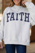 Light Grey High Neck Polka Dot Slogan Printed Sweatshirt