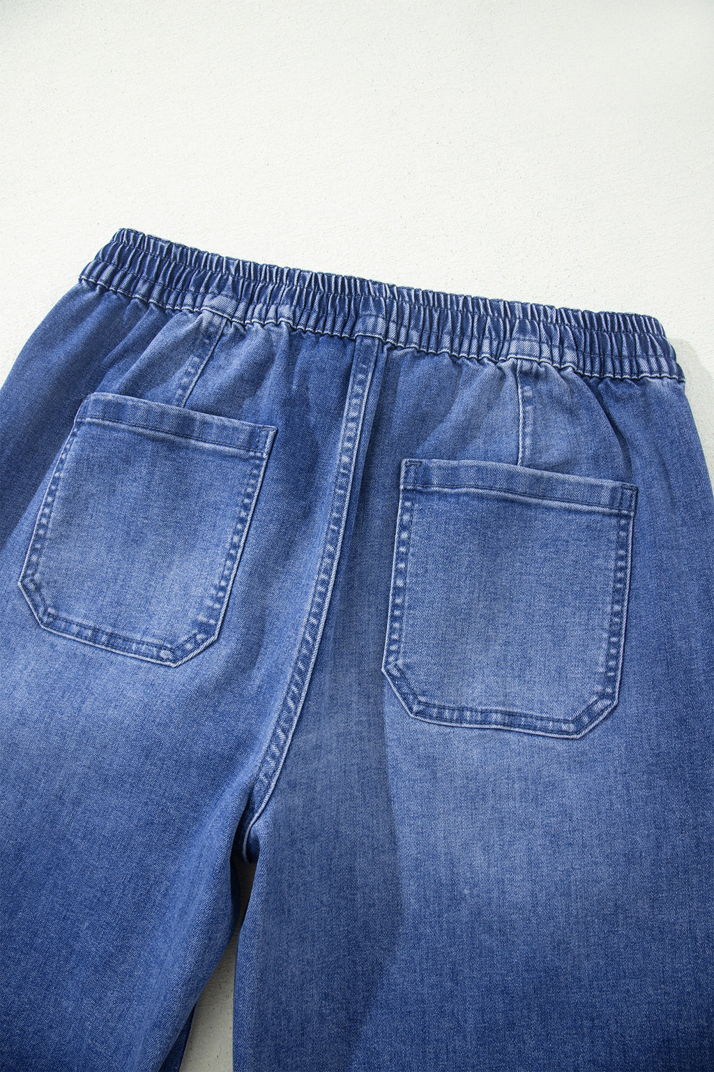 Ashleigh Blue Drawstring Waist Ankle Length Casual Jeans Pocket Detail Denim Pants
