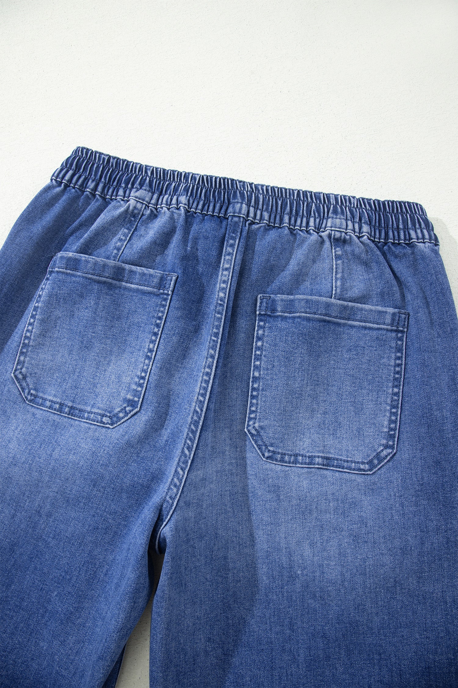 Ashleigh Blue Drawstring Waist Ankle Length Casual Jeans Pocket Detail Denim Pants