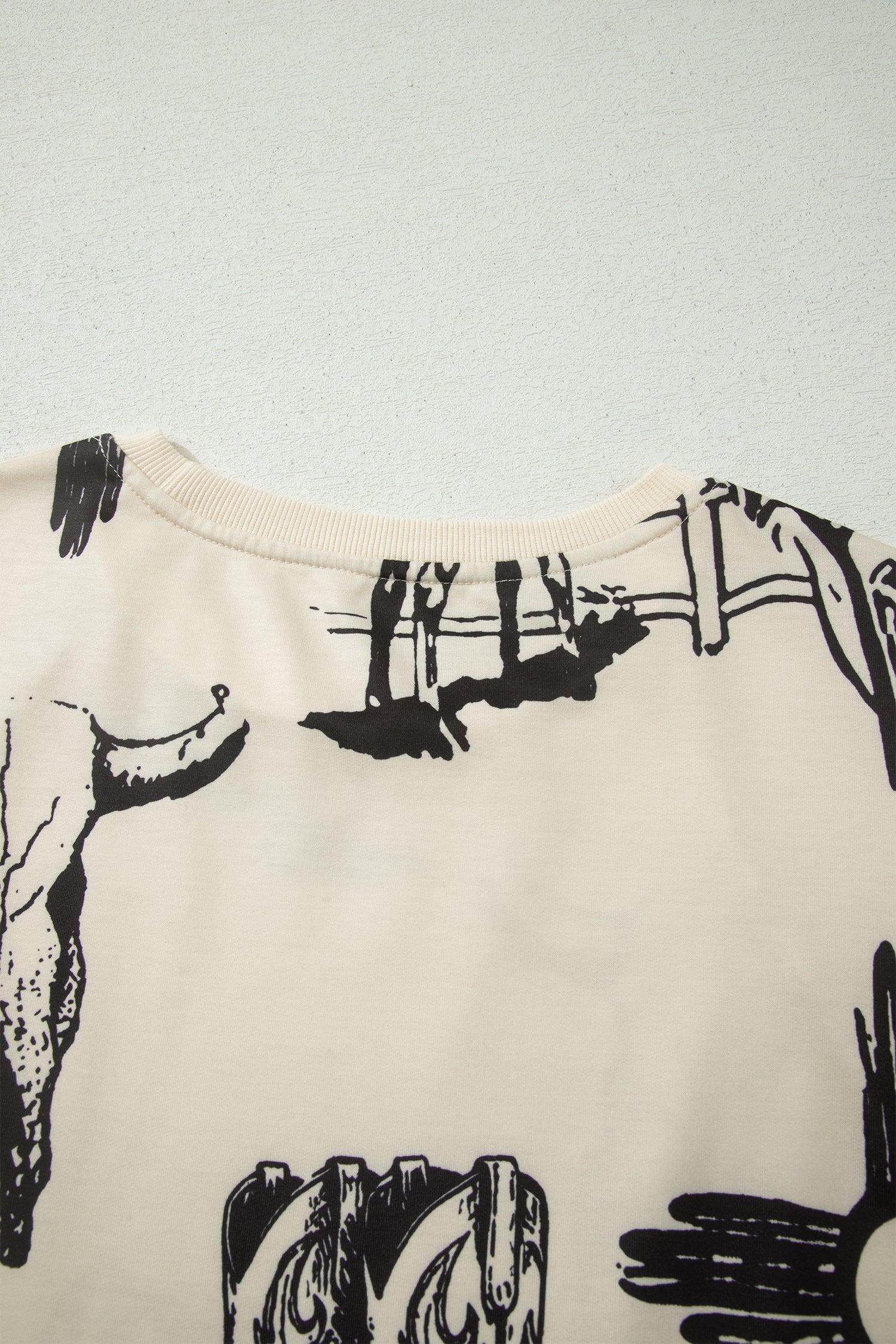 Beige Retro Western Print Top