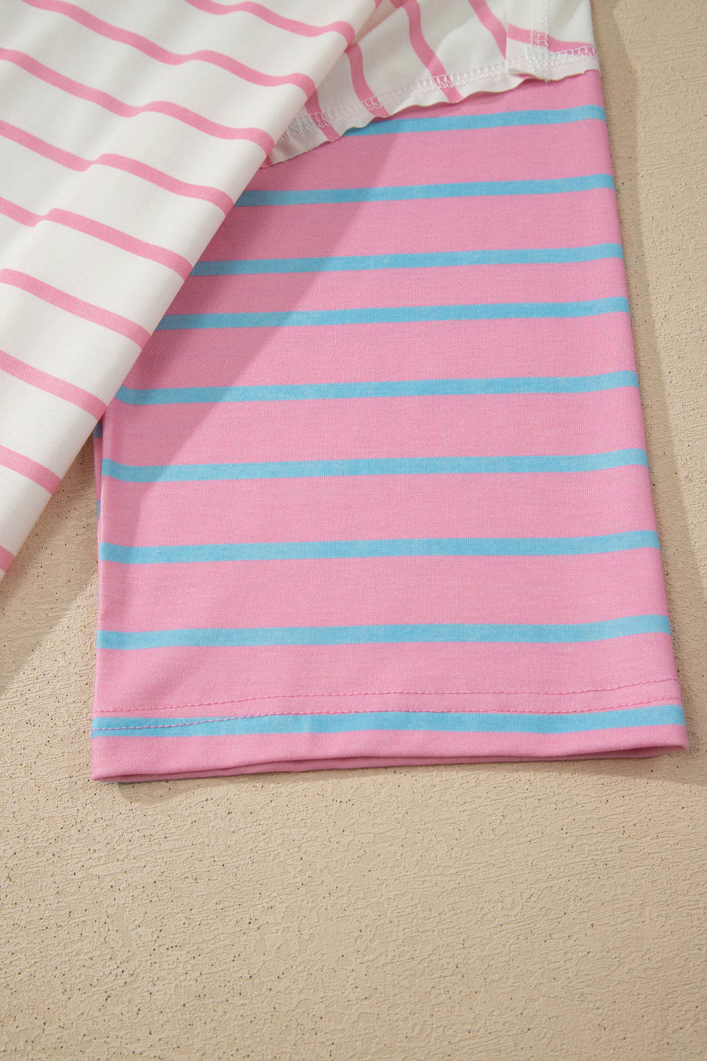 Stripe Colorblock 3/4 Sleeve Loose Top