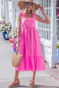 Ruffle Trim High Waist Sleeveless Maxi Dress