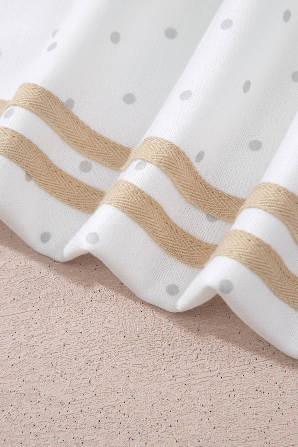 White Polka Dot Print Side Stripe Two Piece Set