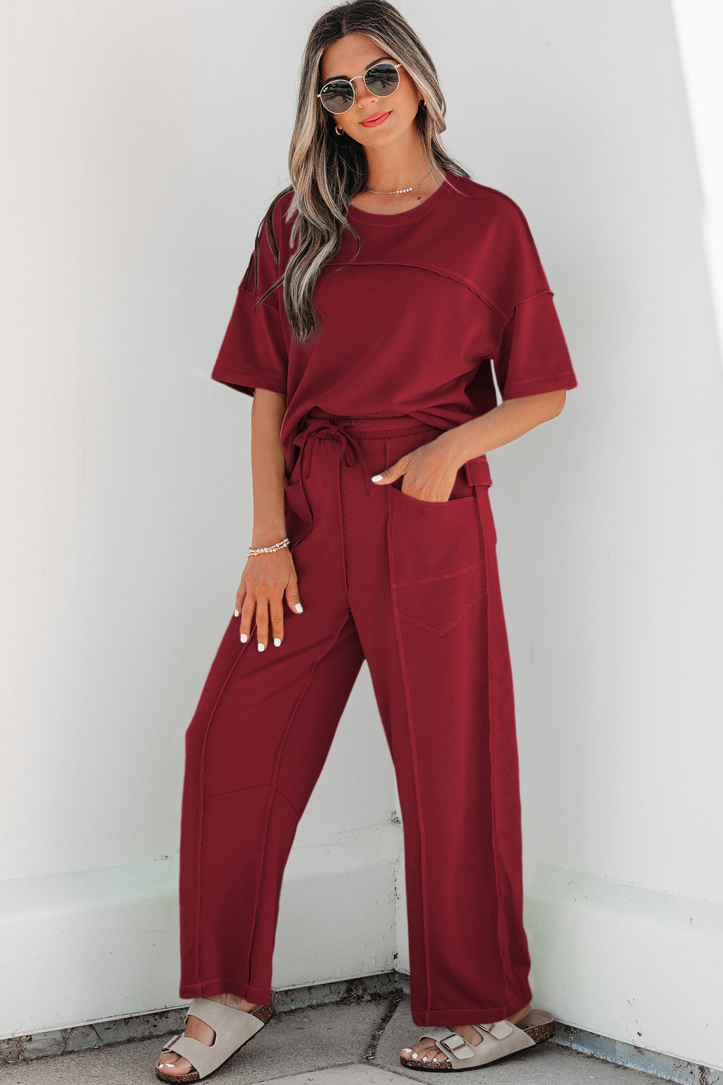 Drop Shoulder Boxy Tee and Barrel Pants Set