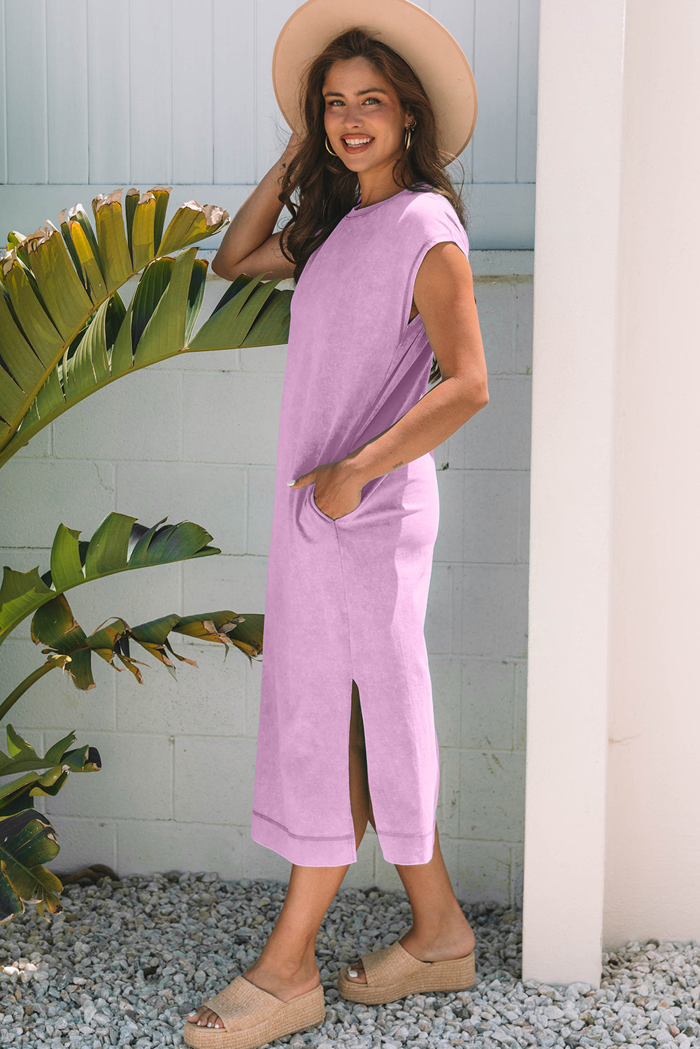 Mineral Wash Pocketed Dress