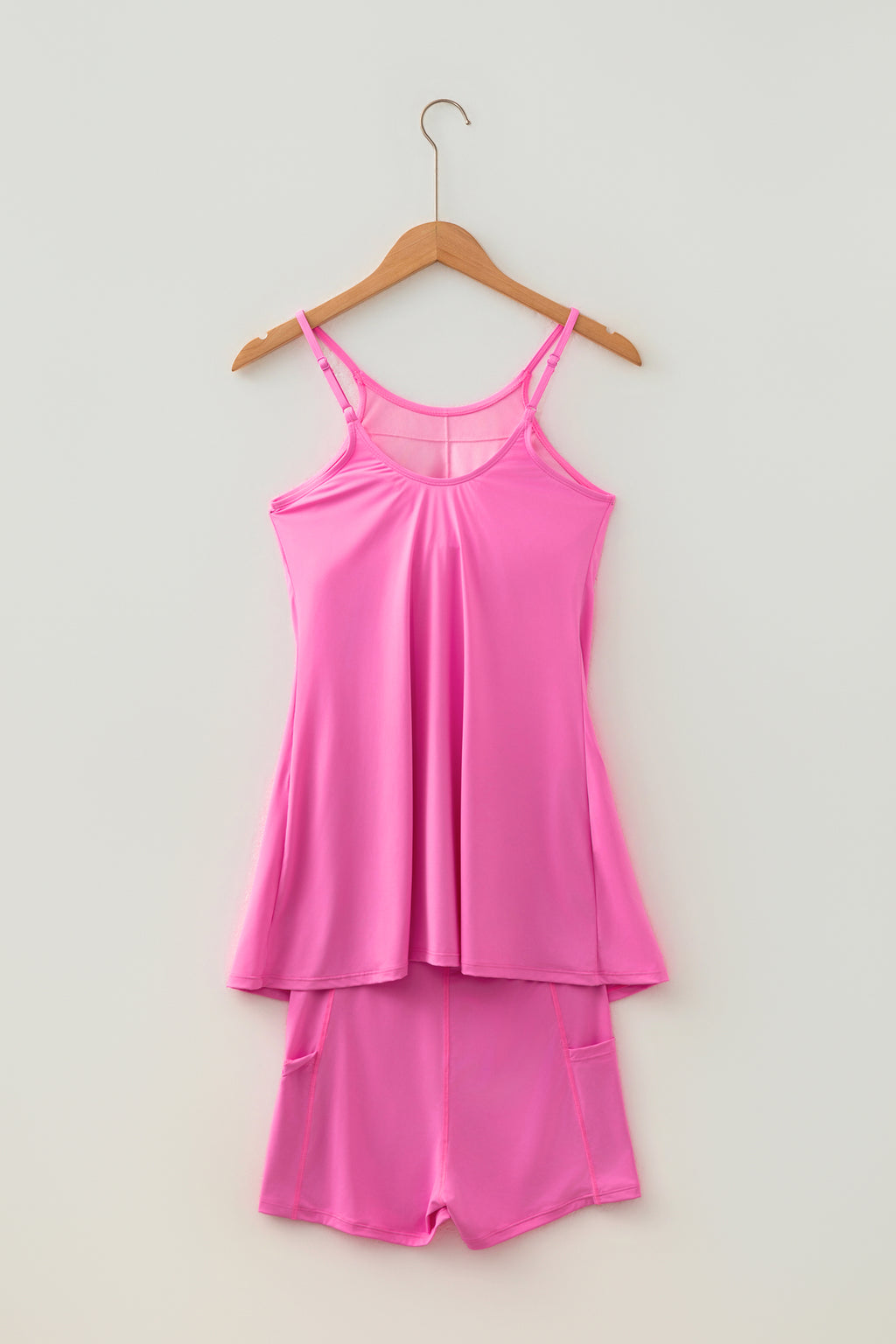 Solid Color Tunic Tank Dress With Shorts